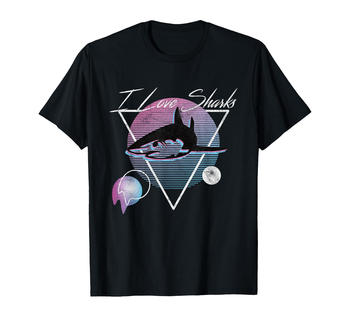 I Love Sharks Vaporwave Aesthetic Art T-Shirt - Graphic Print Unisex - T-Shirt, Sweatshirt, Hoodie