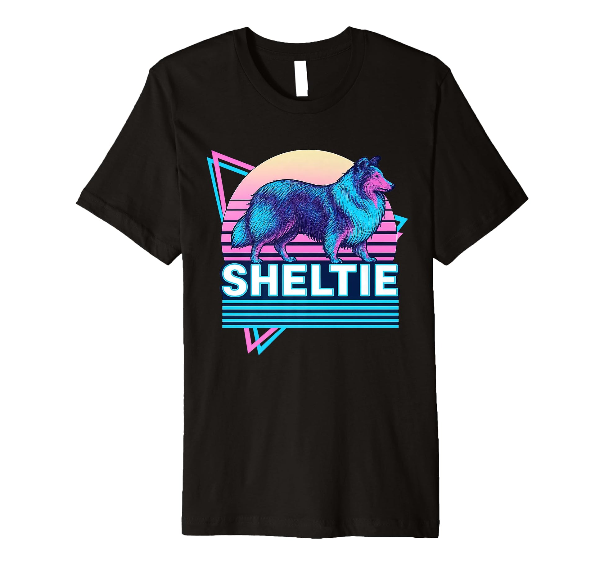 Shetland Sheepdog Synthwave Aesthetic T-Shirt - Novelty Apparel Men Women - T-Shirt, Sweatshirt, Hoodie
