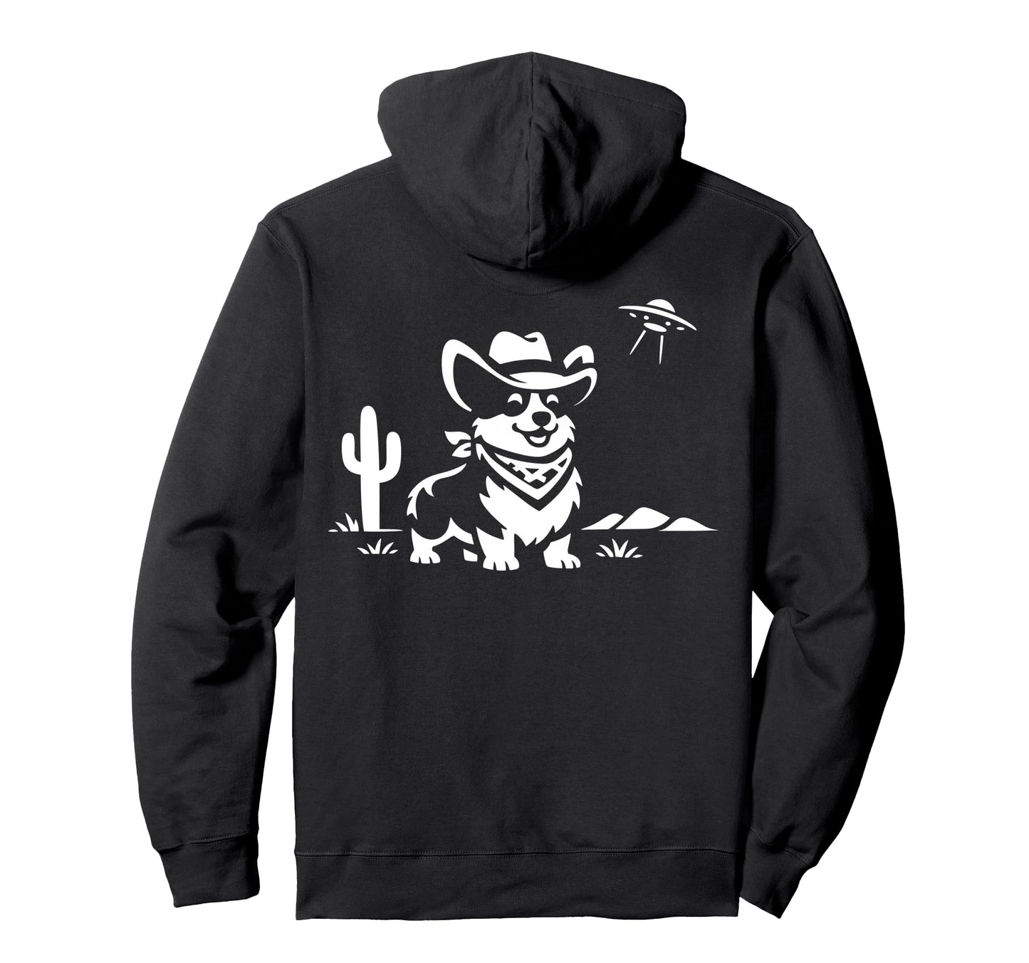 Funny 90S Western Cowboy Corgi Ufo Hoodie - Aesthetic Graphic Men Women - T-Shirt, Sweatshirt, Hoodie