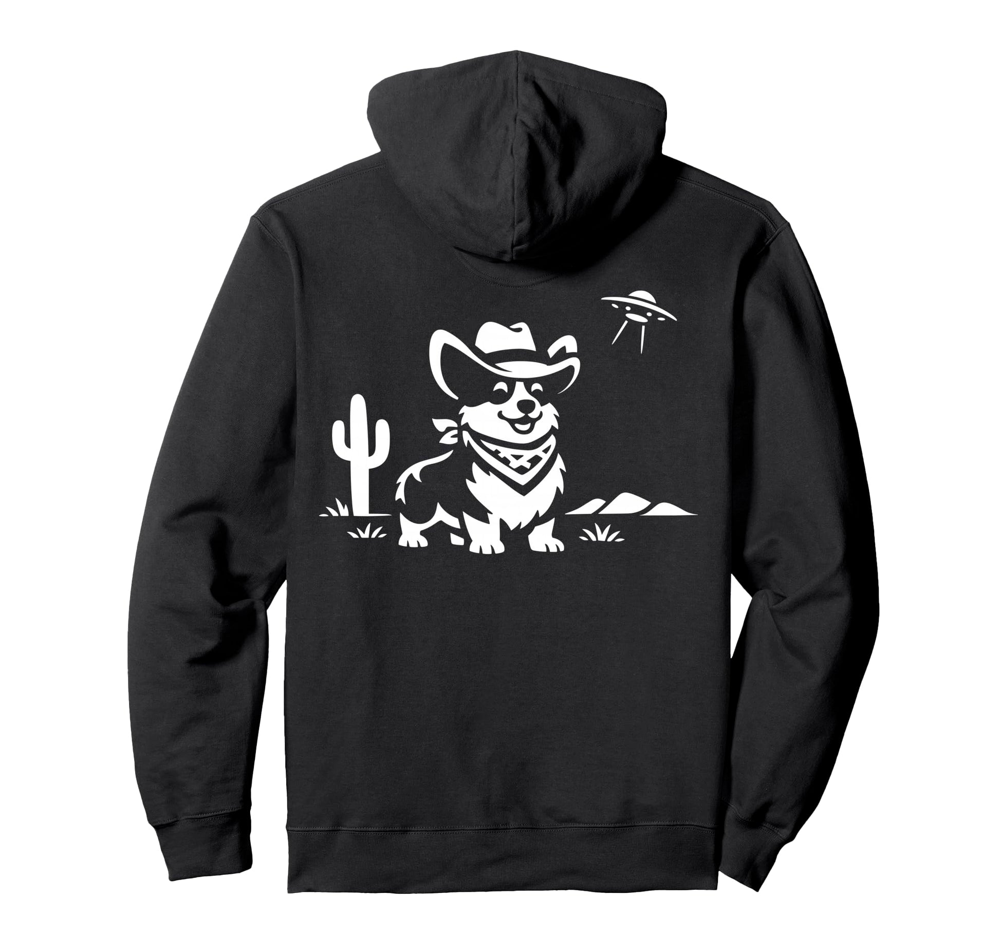 Funny 90S Western Cowboy Corgi Ufo Hoodie - Aesthetic Graphic Men Women - T-Shirt, Sweatshirt, Hoodie