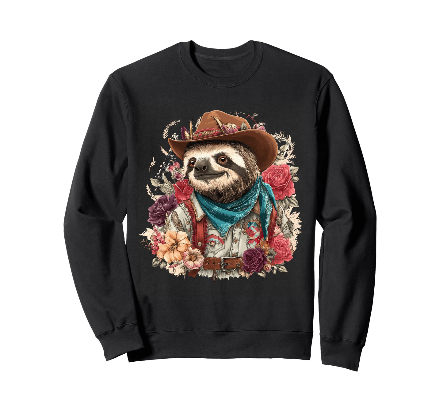 Country Cowboy Sloth Rodeo Sweatshirt - Fun Novelty Design for Adults - T-Shirt, Sweatshirt, Hoodie