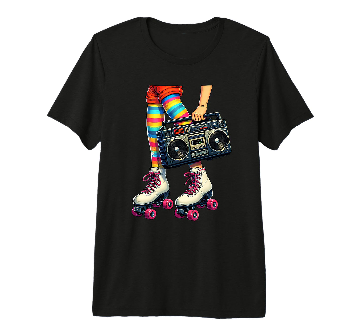 Old School Hip Hop Roller Skates Boombox T-Shirt - Graphic Print Men Women - T-Shirt, Sweatshirt, Hoodie