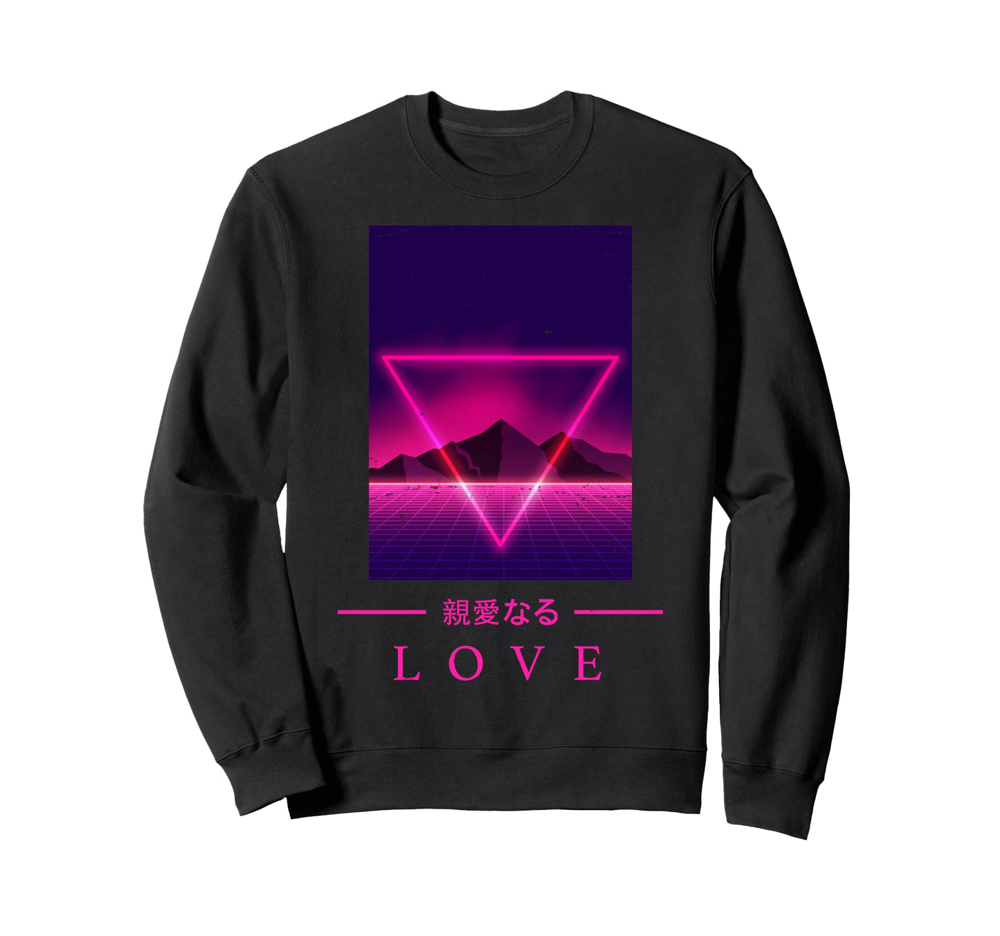 Retrowave Love Japanese Art Aesthetic Sweatshirt - Unique Graphic Unisex - T-Shirt, Sweatshirt, Hoodie