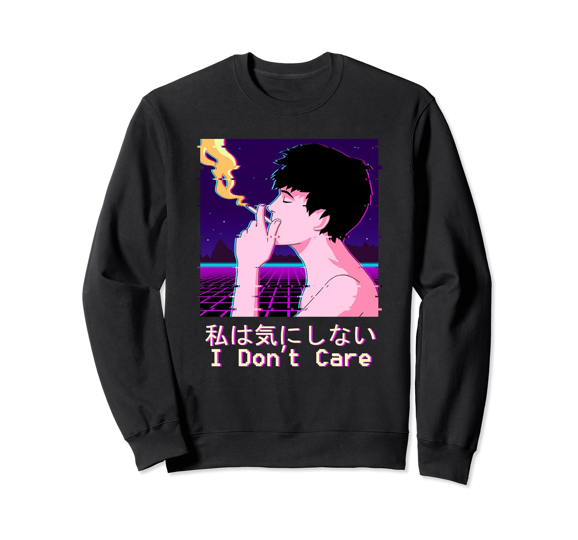Japanese Aesthetic Vaporwave Glitch Sweatshirt - Unique Graphic for Adults - T-Shirt, Sweatshirt, Hoodie