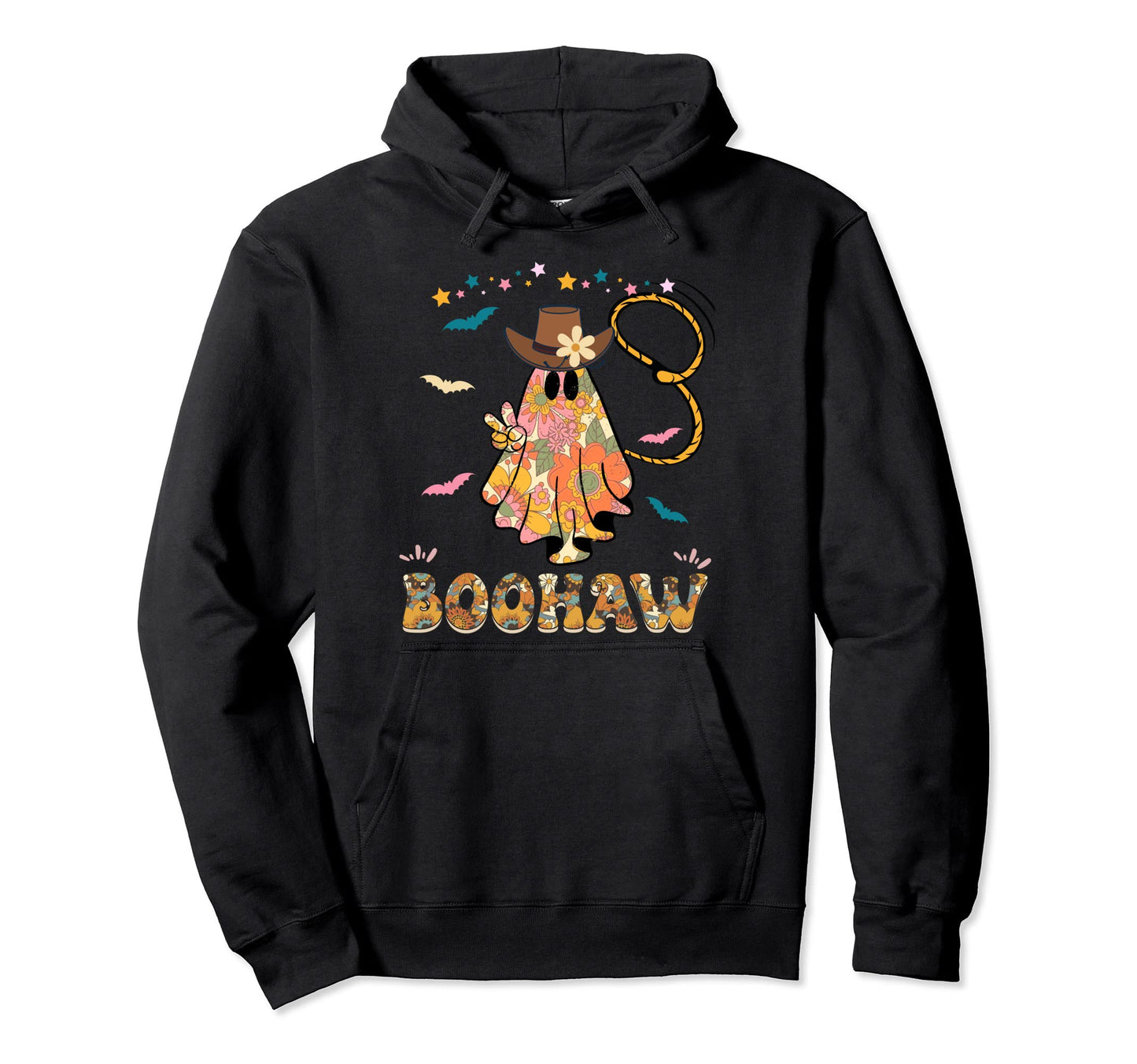 Boohaw Ghost Halloween Western Hoodie - Aesthetic Graphic for Adults - T-Shirt, Sweatshirt, Hoodie