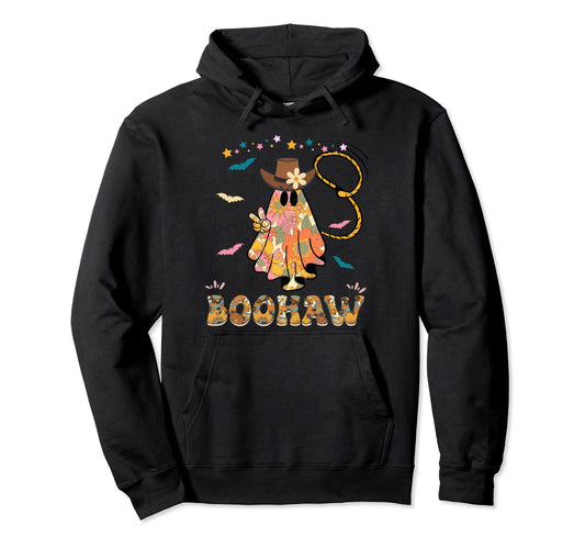 Boohaw Ghost Halloween Western Hoodie - Aesthetic Graphic for Adults - T-Shirt, Sweatshirt, Hoodie