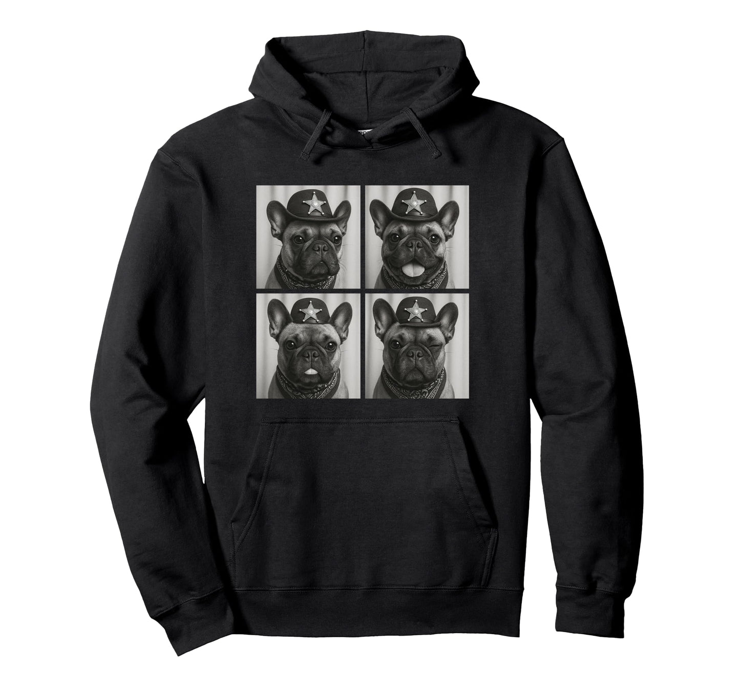 French Bulldogs Funny Cowboy Dogs Hoodie - Unique Graphic for Adults - T-Shirt, Sweatshirt, Hoodie