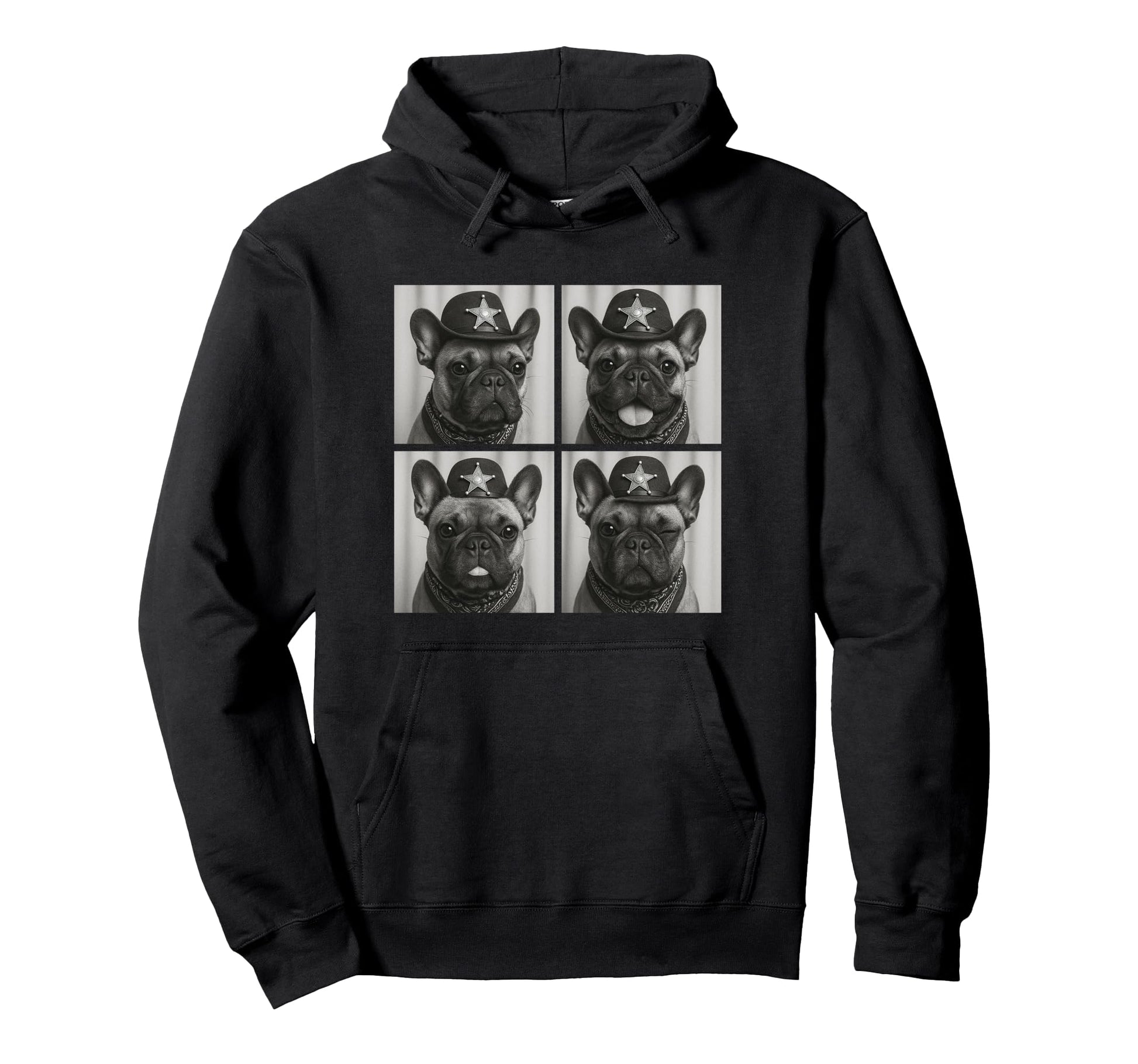 French Bulldogs Funny Cowboy Dogs Hoodie - Unique Graphic for Adults - T-Shirt, Sweatshirt, Hoodie