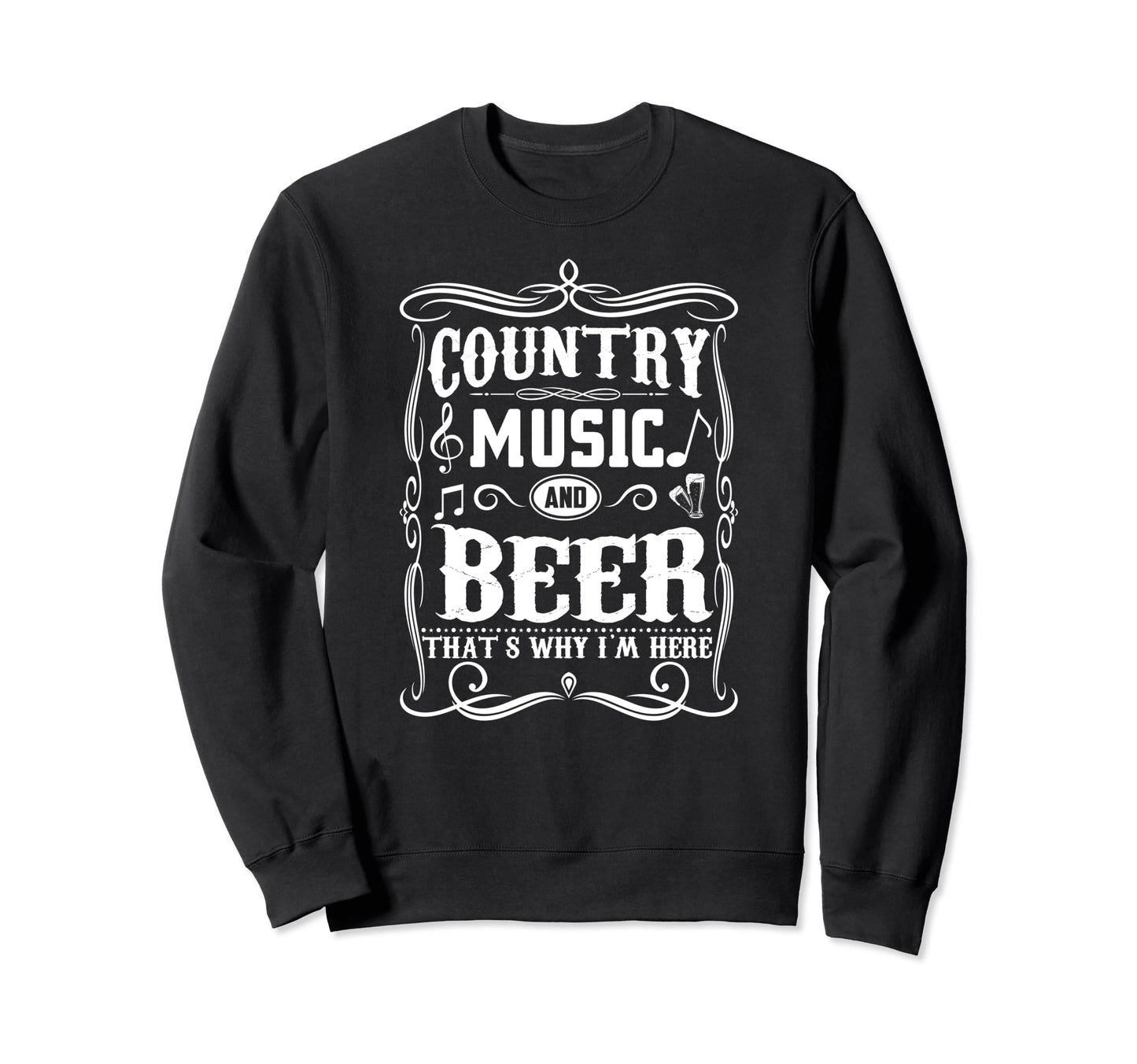 Country Music Beer Lover Guitar Cowboy Sweatshirt - Graphic Print Unisex - T-Shirt, Sweatshirt, Hoodie