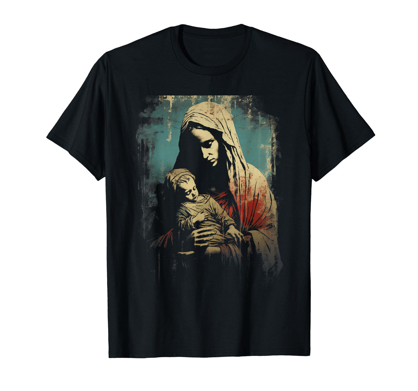 Mary Jesus Distressed 90S Goth T-Shirt - Casual Everyday Wear Men Women - T-Shirt, Sweatshirt, Hoodie