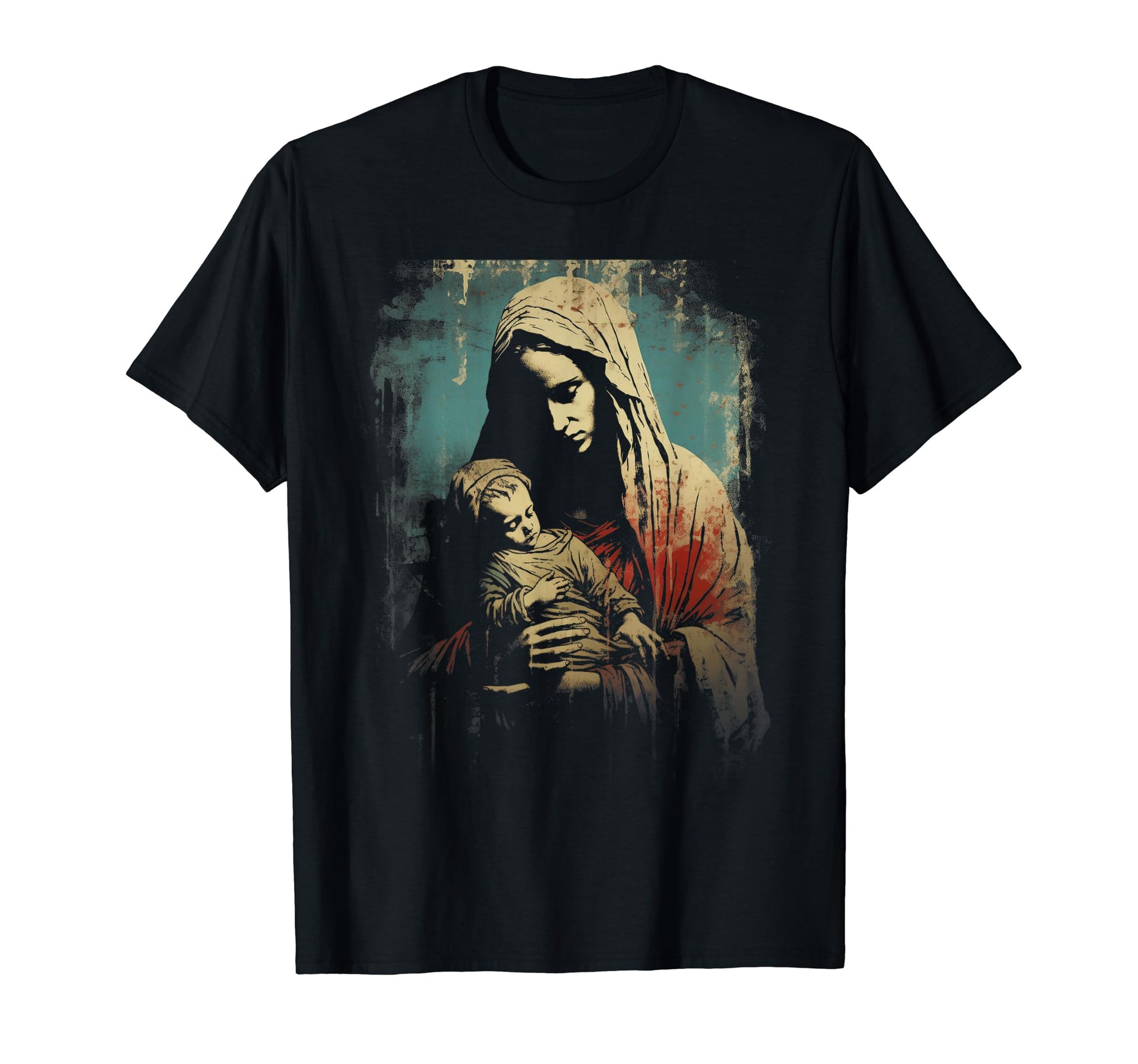 Mary Jesus Distressed 90S Goth T-Shirt - Casual Everyday Wear Men Women - T-Shirt, Sweatshirt, Hoodie
