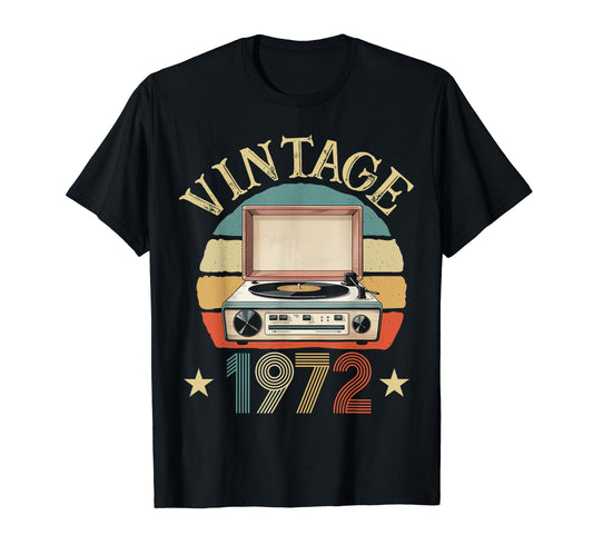 1972 Born 1972 Sunset Vinyl Record T-Shirt - Casual Everyday Wear Unisex - T-Shirt, Sweatshirt, Hoodie