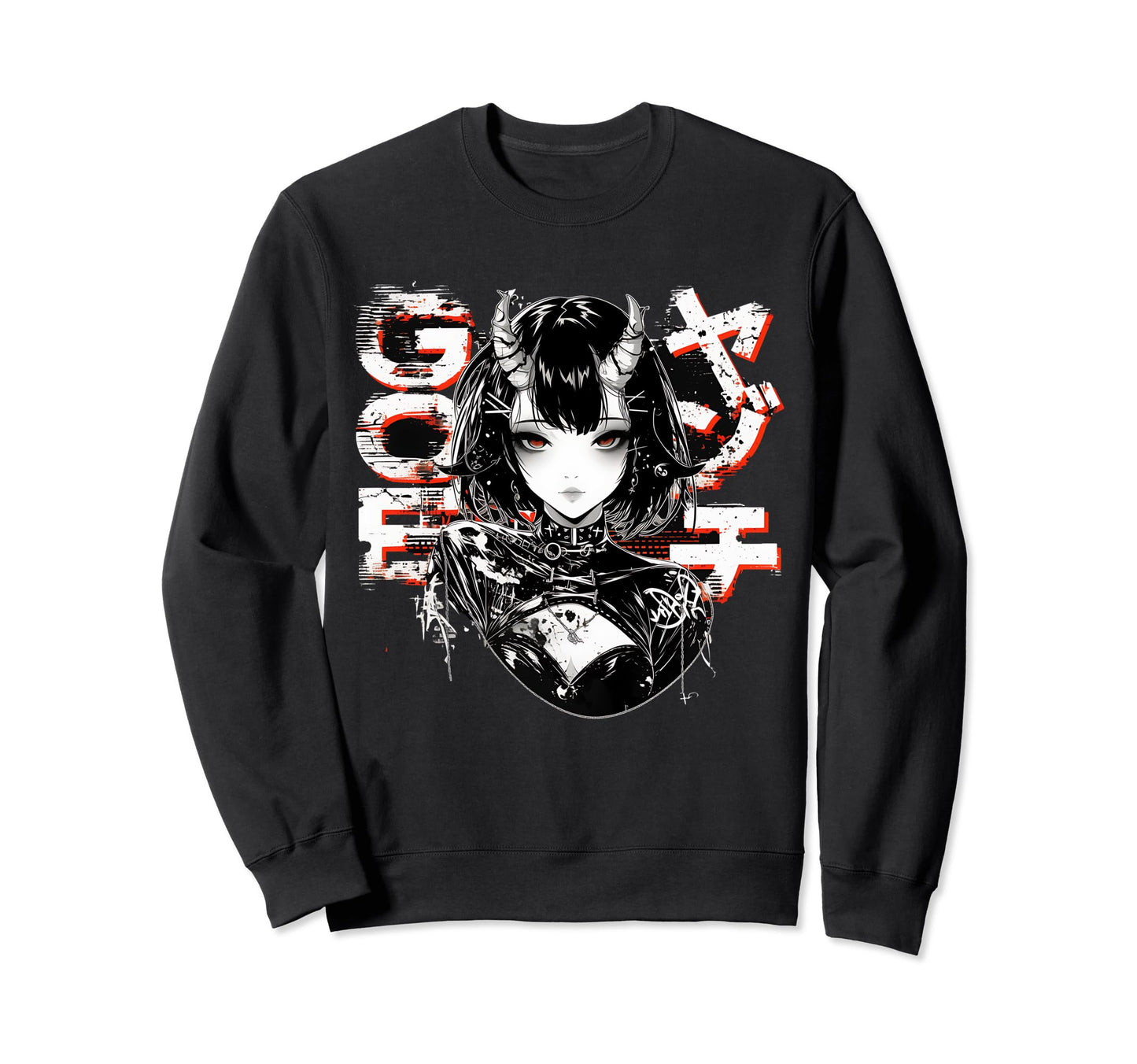 Anime Goth Grunge Demon Waifu Horror Sweatshirt - Trendy Graphic Unisex - T-Shirt, Sweatshirt, Hoodie