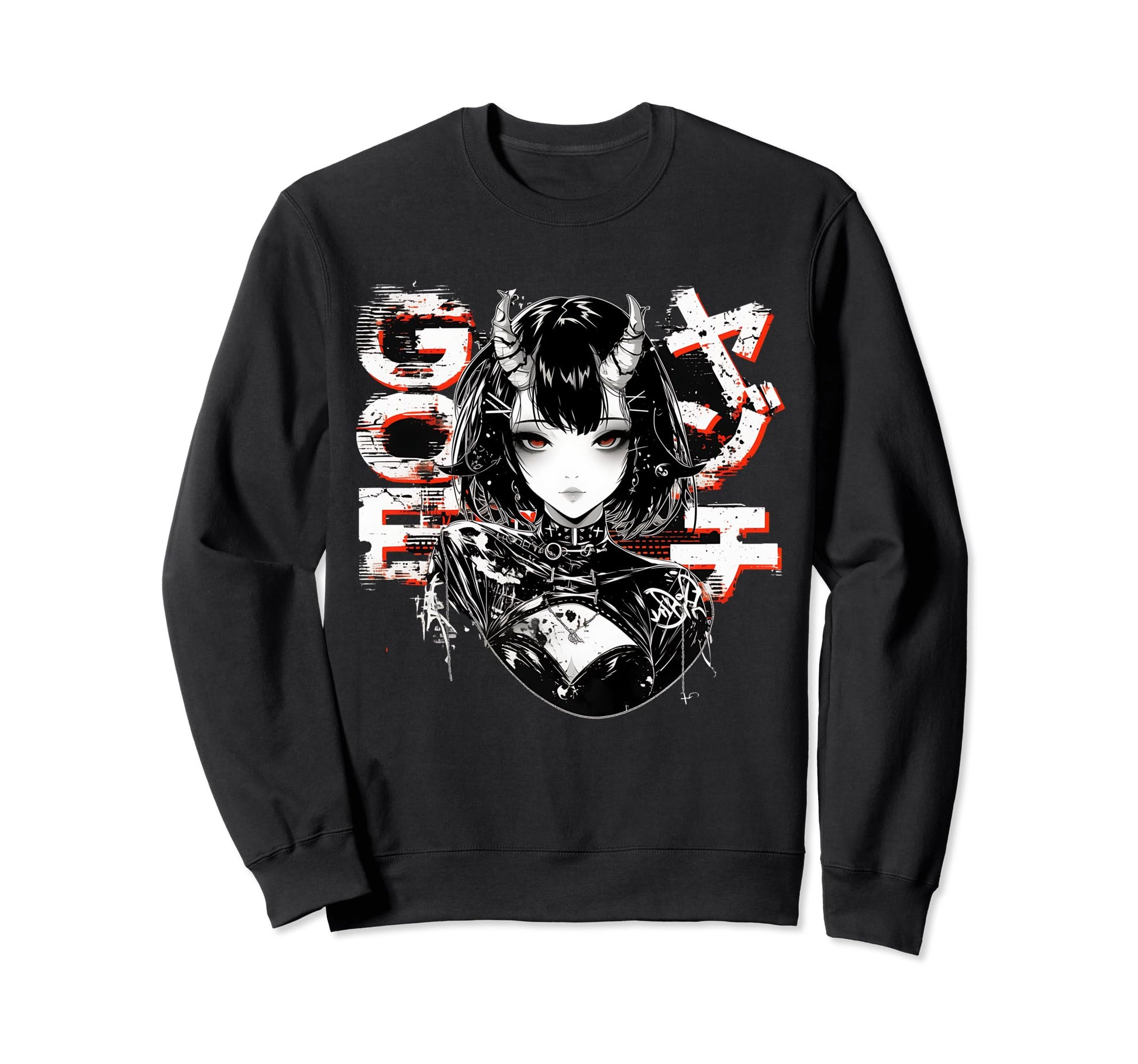 Anime Goth Grunge Demon Waifu Horror Sweatshirt - Trendy Graphic Unisex - T-Shirt, Sweatshirt, Hoodie