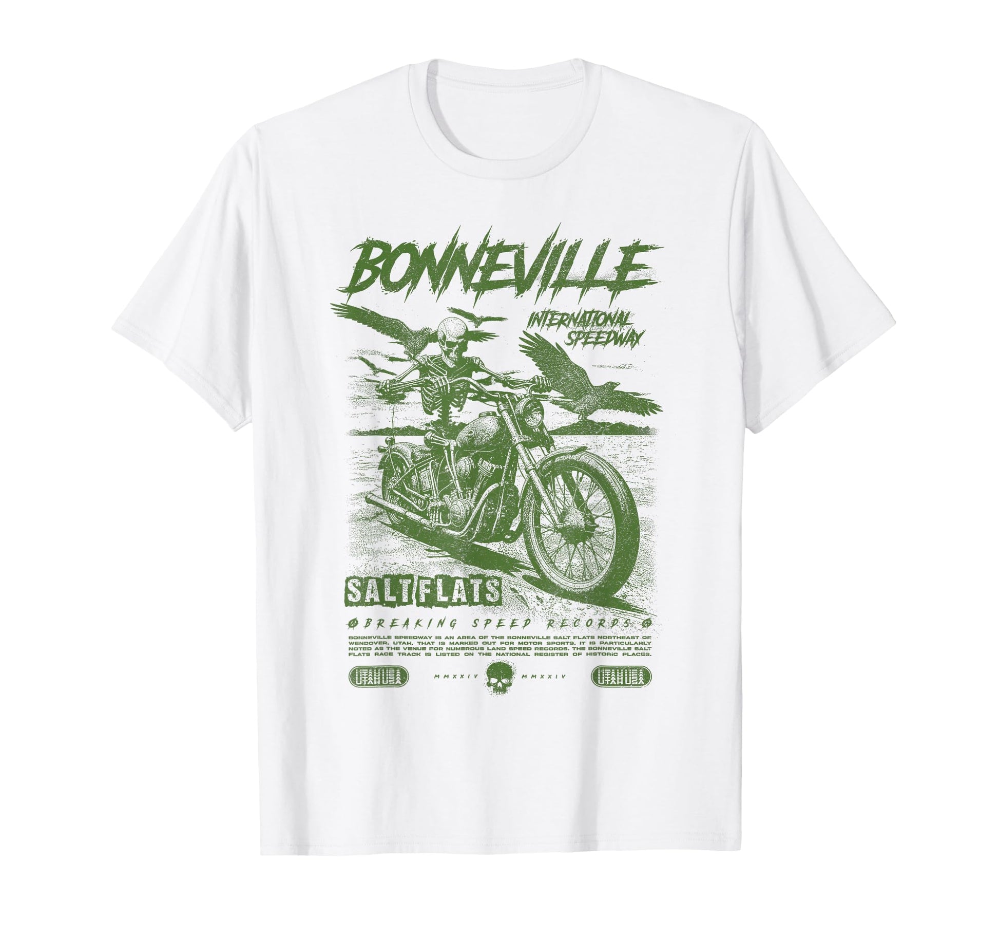 Bonneville Salt Flats Motorcycle Racing T-Shirt - Graphic Print Men Women - T-Shirt, Sweatshirt, Hoodie
