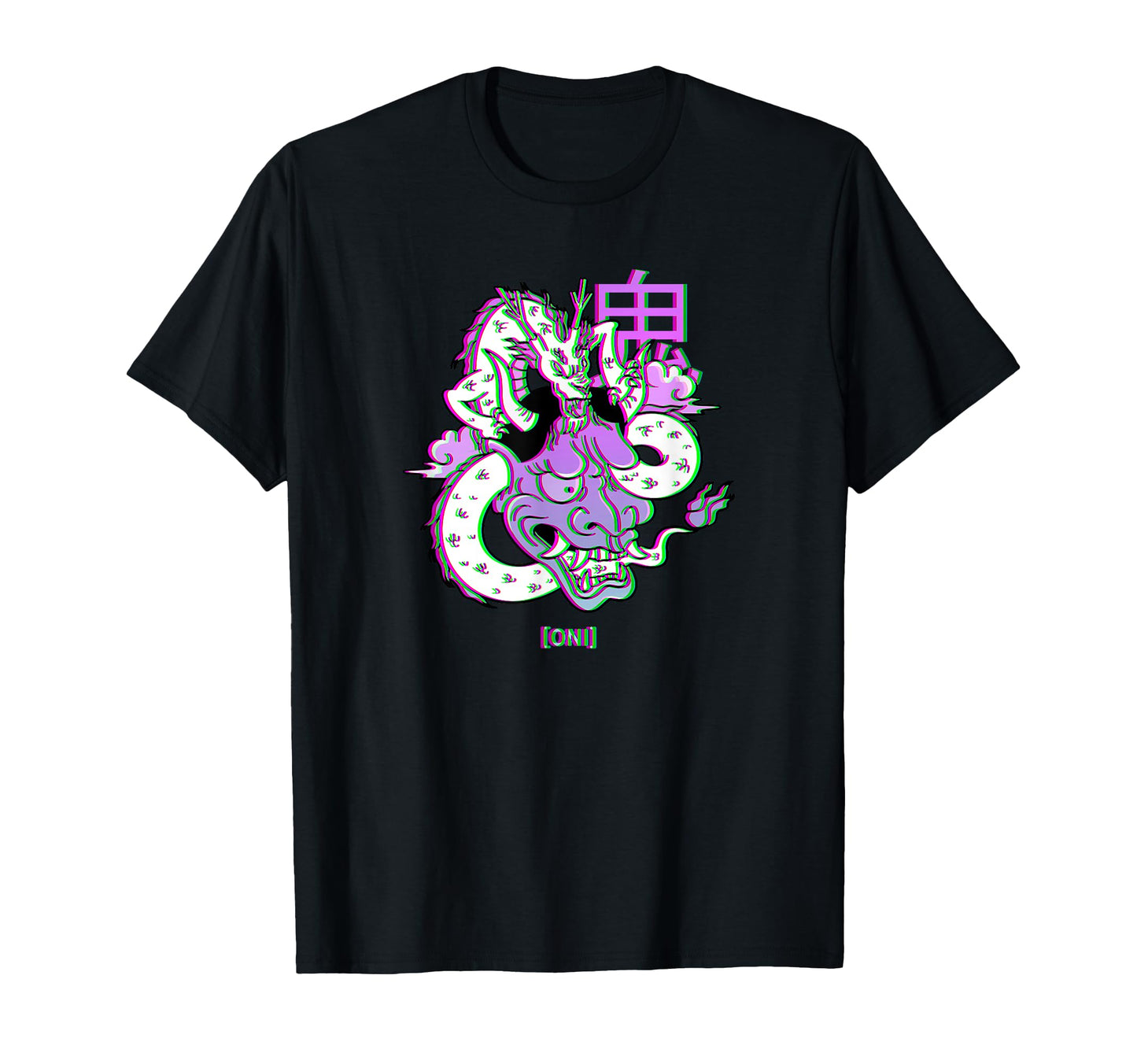 Oni Japan Dragon 90S Aesthetic Vaporwave T-Shirt - Graphic Print Unisex - T-Shirt, Sweatshirt, Hoodie