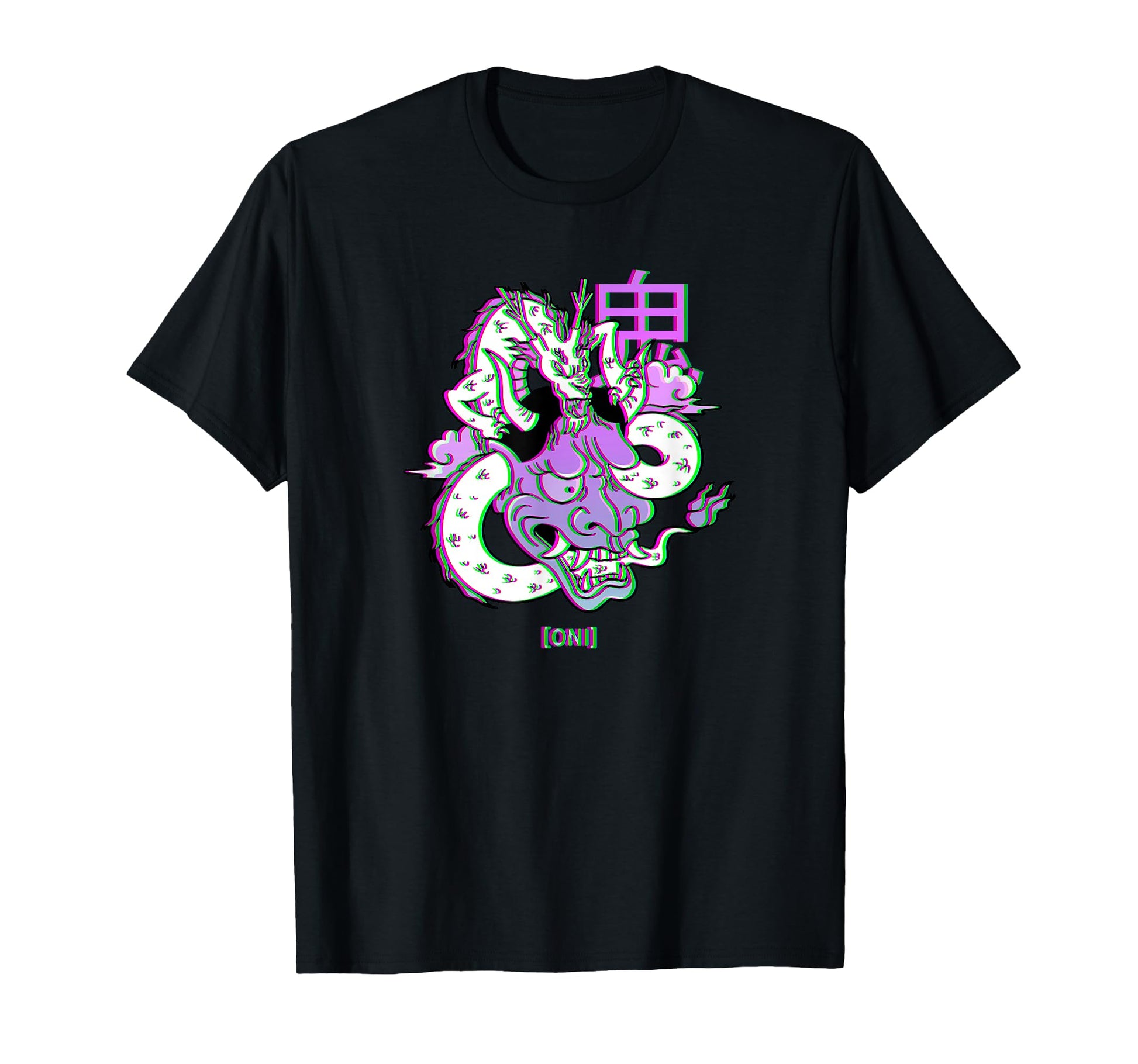 Oni Japan Dragon 90S Aesthetic Vaporwave T-Shirt - Graphic Print Unisex - T-Shirt, Sweatshirt, Hoodie