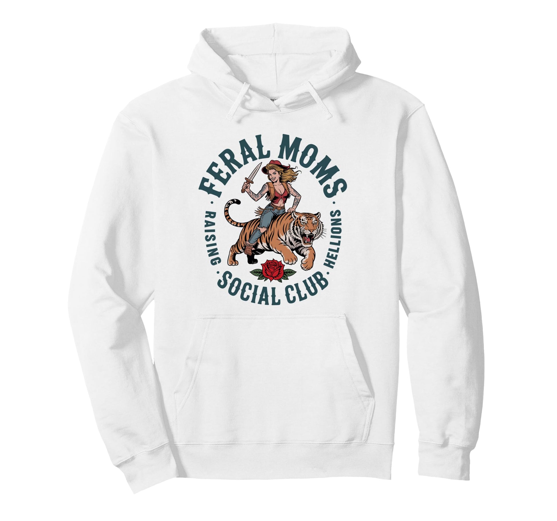 Feral Moms Social Club Raising Hellions Hoodie - Unique Graphic Men Women - T-Shirt, Sweatshirt, Hoodie
