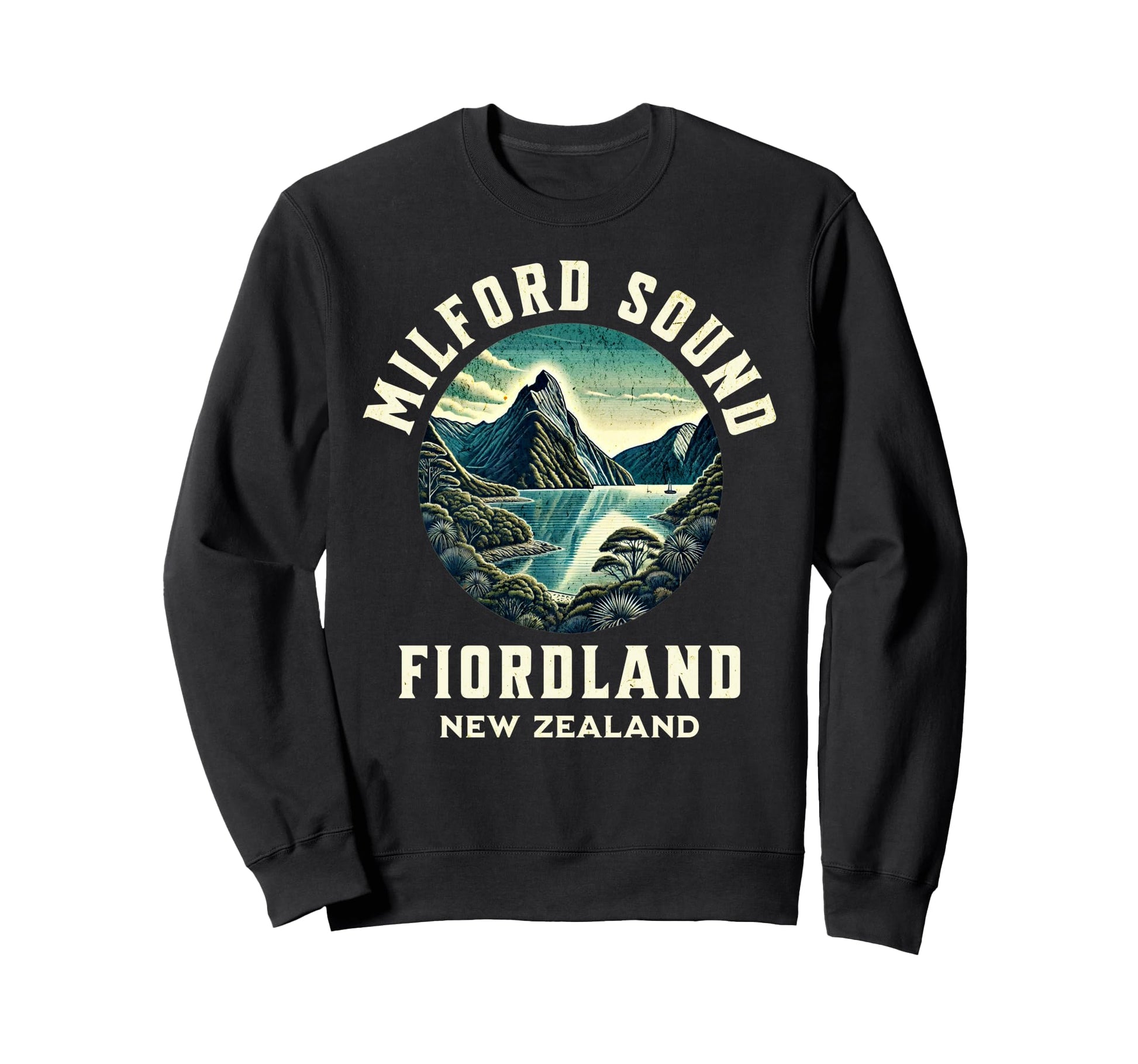 Milford Sound New Zealand Fiordland Sweatshirt - Custom Art Print Men Women - T-Shirt, Sweatshirt, Hoodie