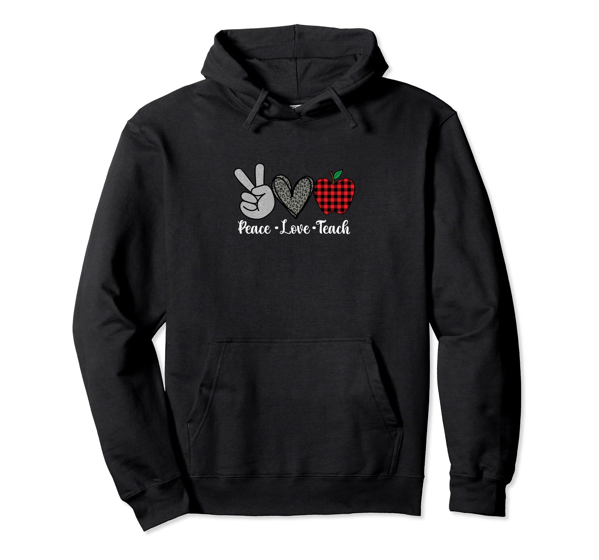 Peace Love Teach Teacher Supplies Hoodie - Fun Novelty Design Men Women - T-Shirt, Sweatshirt, Hoodie