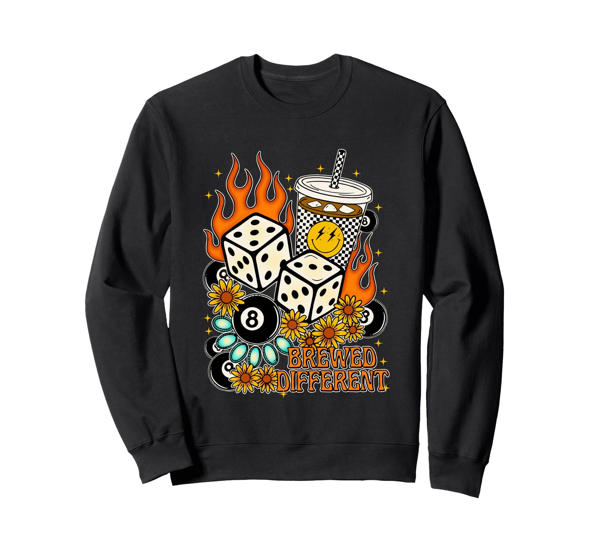 Brewed Different Coffee And Dice Sweatshirt - Graphic Print Men Women - T-Shirt, Sweatshirt, Hoodie