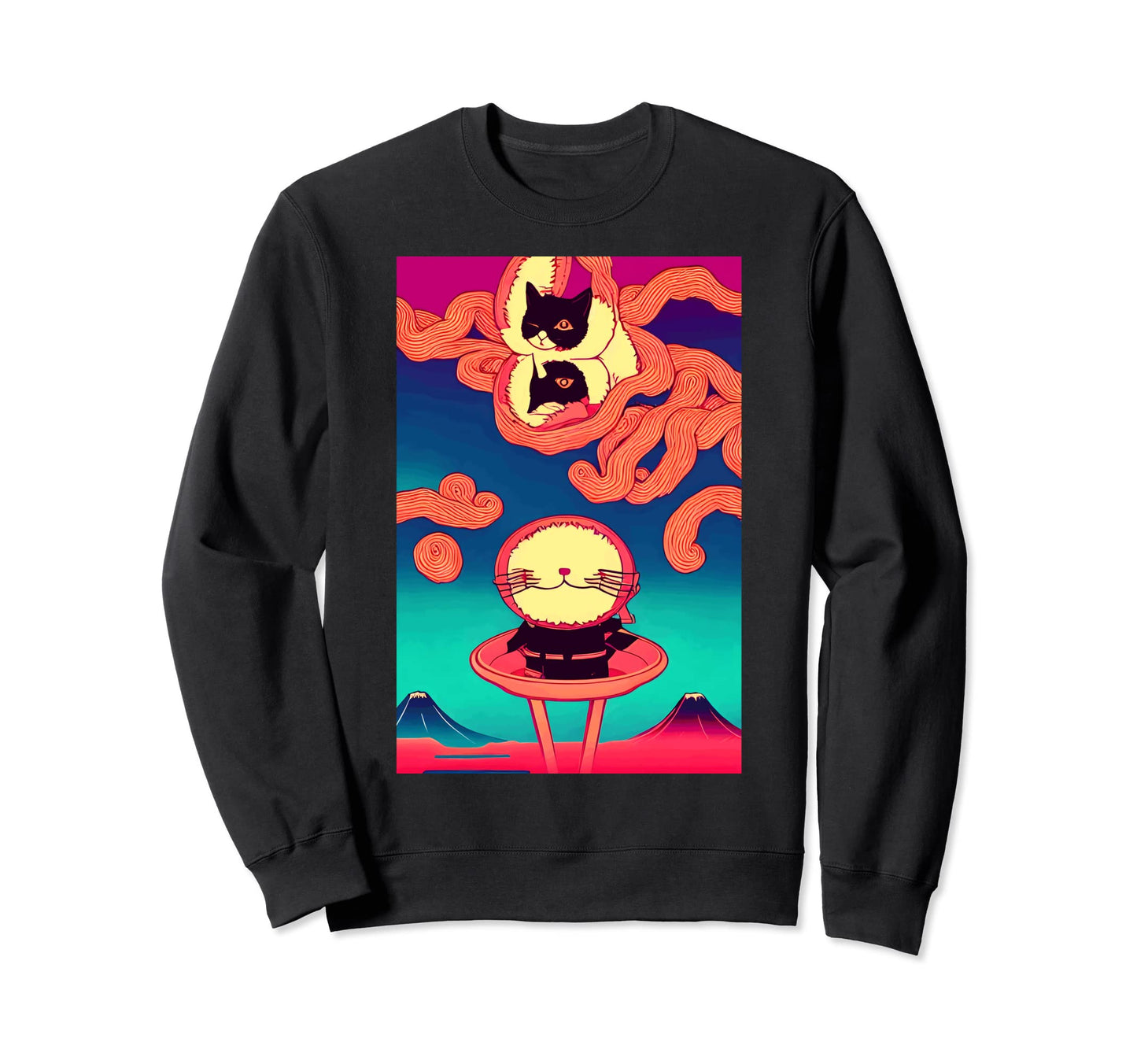 Kawaii Funny Japanese Cat Great Sweatshirt - Fun Novelty Design for Adults - T-Shirt, Sweatshirt, Hoodie