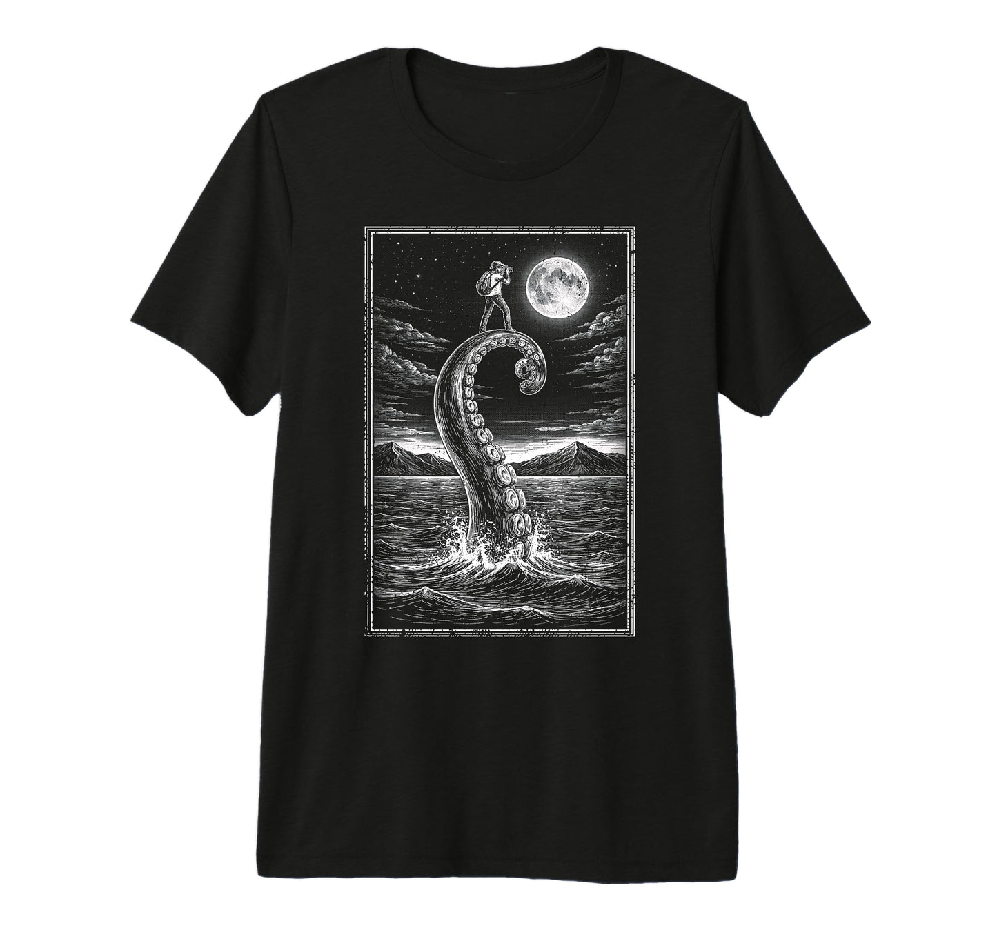 Photographer Octopus Moon Camera T-Shirt - Trendy Graphic Unisex - T-Shirt, Sweatshirt, Hoodie