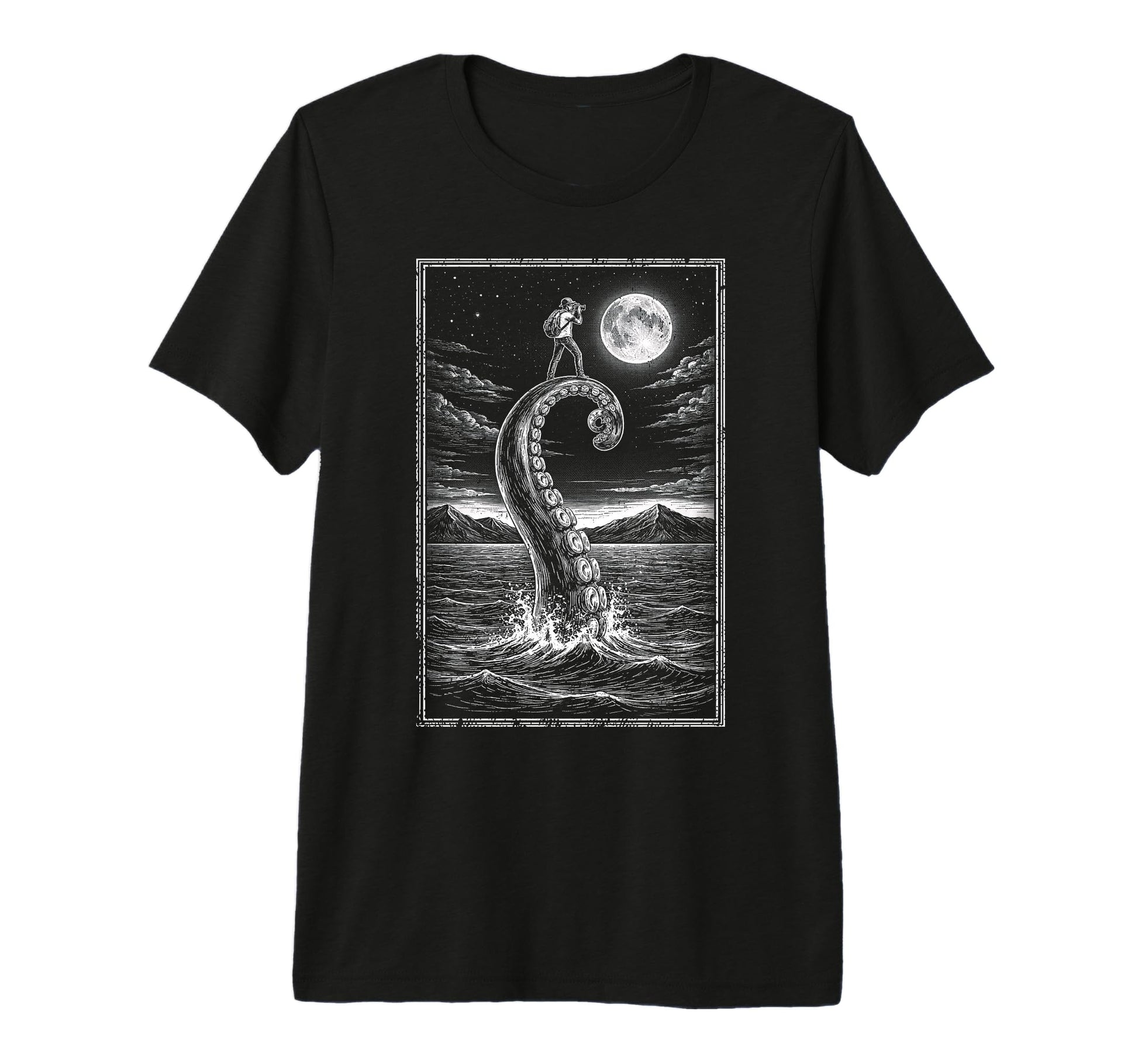 Photographer Octopus Moon Camera T-Shirt - Trendy Graphic Unisex - T-Shirt, Sweatshirt, Hoodie