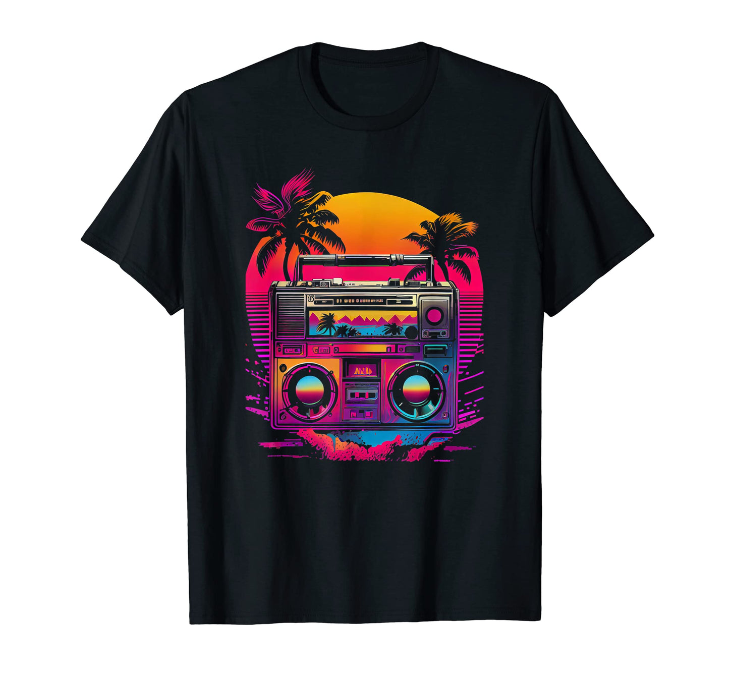 Synthwave Retrowave Boombox 80S Colorful T-Shirt - Streetwear Style Unisex - T-Shirt, Sweatshirt, Hoodie