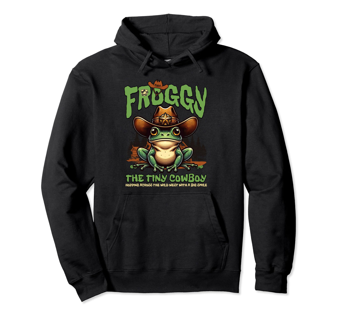 Froggy Sheriff Frog Cowboy Old West Hoodie - Fun Novelty Design for Adults - T-Shirt, Sweatshirt, Hoodie