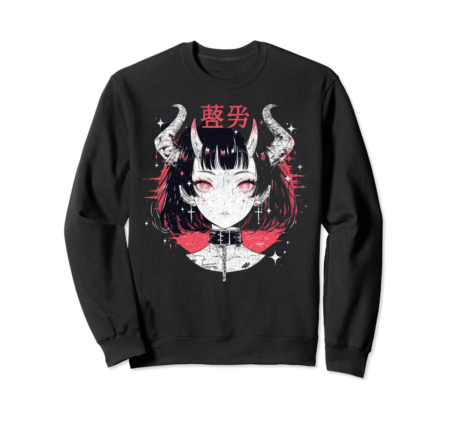 Goth Grunge Demon Anime Waifu Sweatshirt - Minimalist Print Men Women - T-Shirt, Sweatshirt, Hoodie