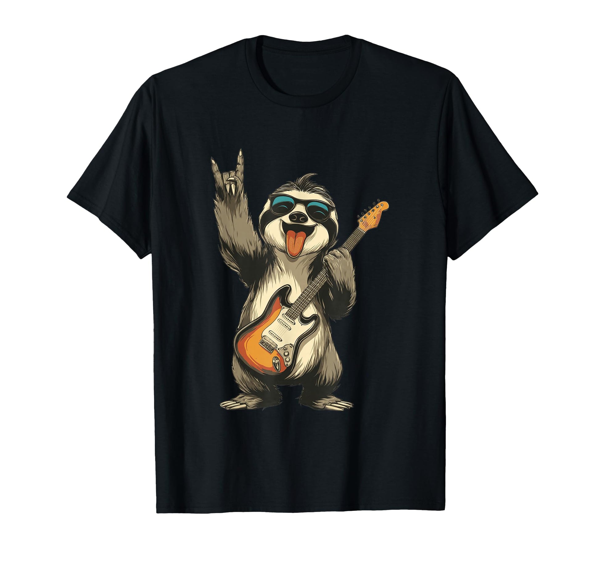 Funny Sloth Rock Music Guitarist T-Shirt - Fun Novelty Design Men Women - T-Shirt, Sweatshirt, Hoodie