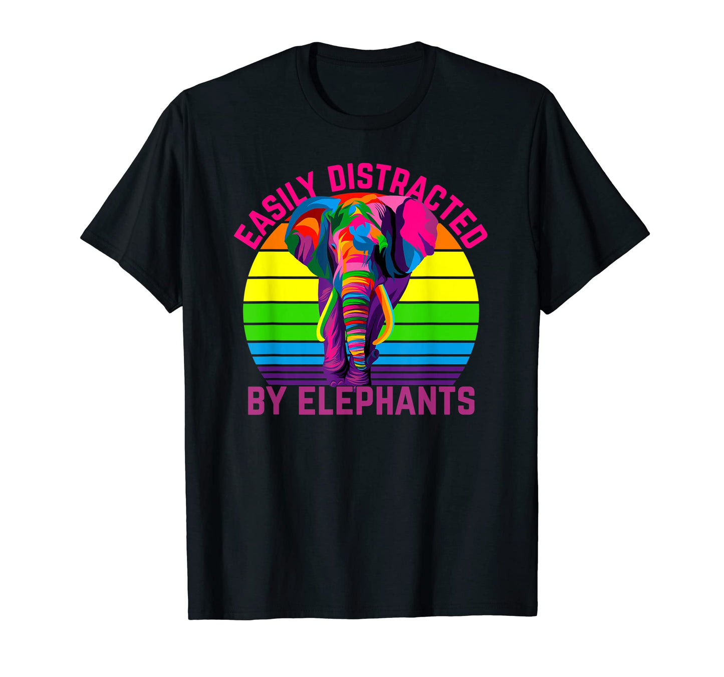 Easily Distracted Elephants Rainbow T-Shirt - Graphic Print Men Women - T-Shirt, Sweatshirt, Hoodie