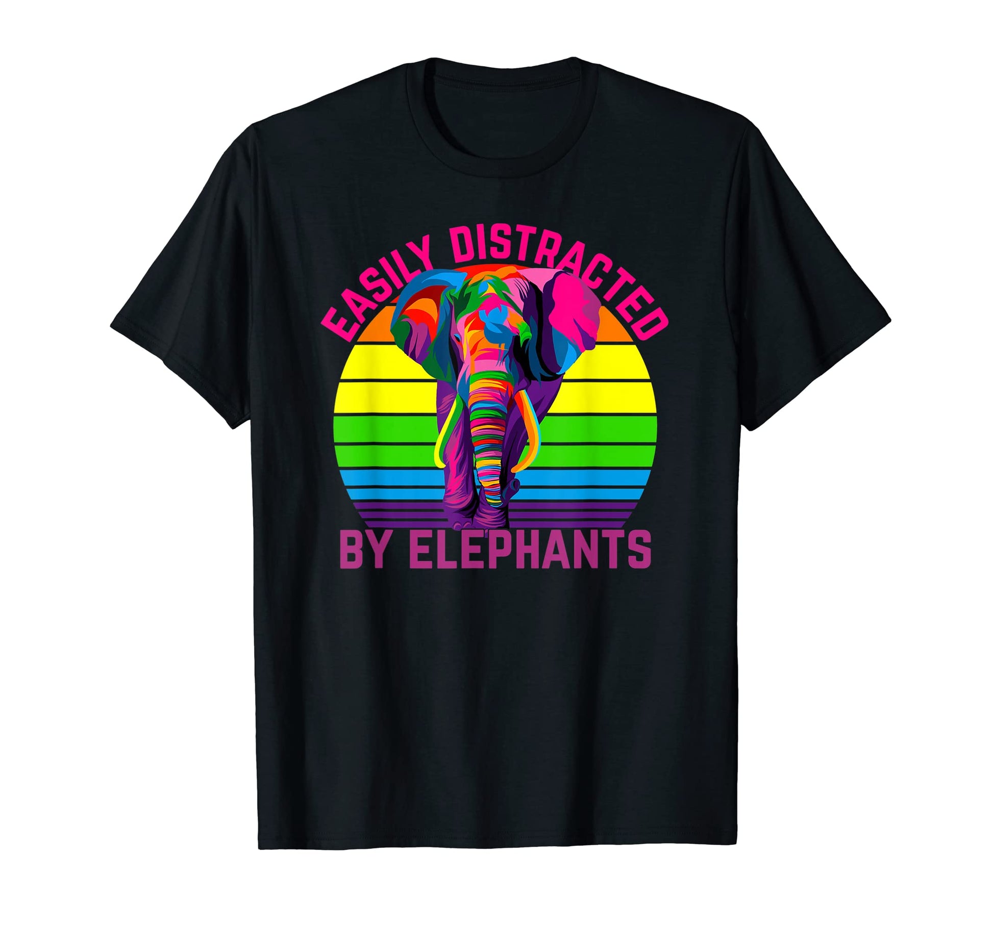 Easily Distracted Elephants Rainbow T-Shirt - Graphic Print Men Women - T-Shirt, Sweatshirt, Hoodie