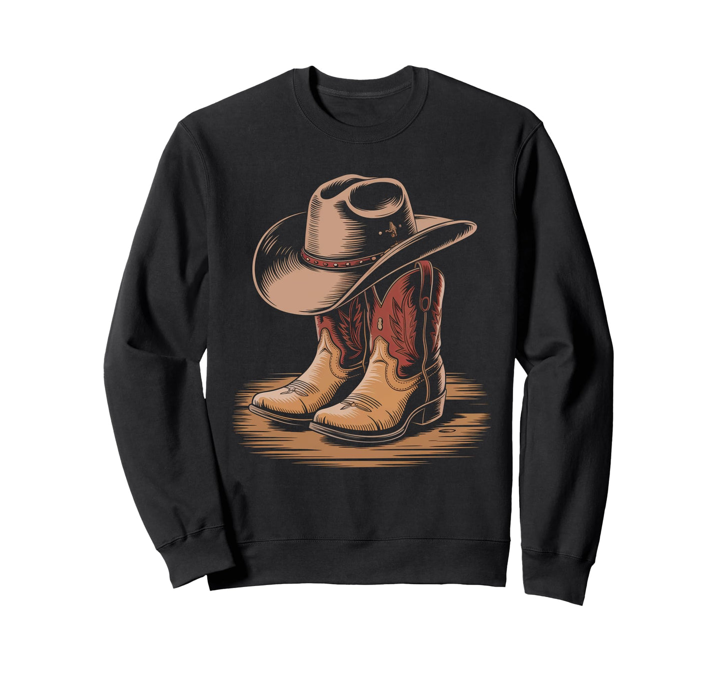 Cowboy Boots Western Country Sweatshirt - Minimalist Print for Adults - T-Shirt, Sweatshirt, Hoodie