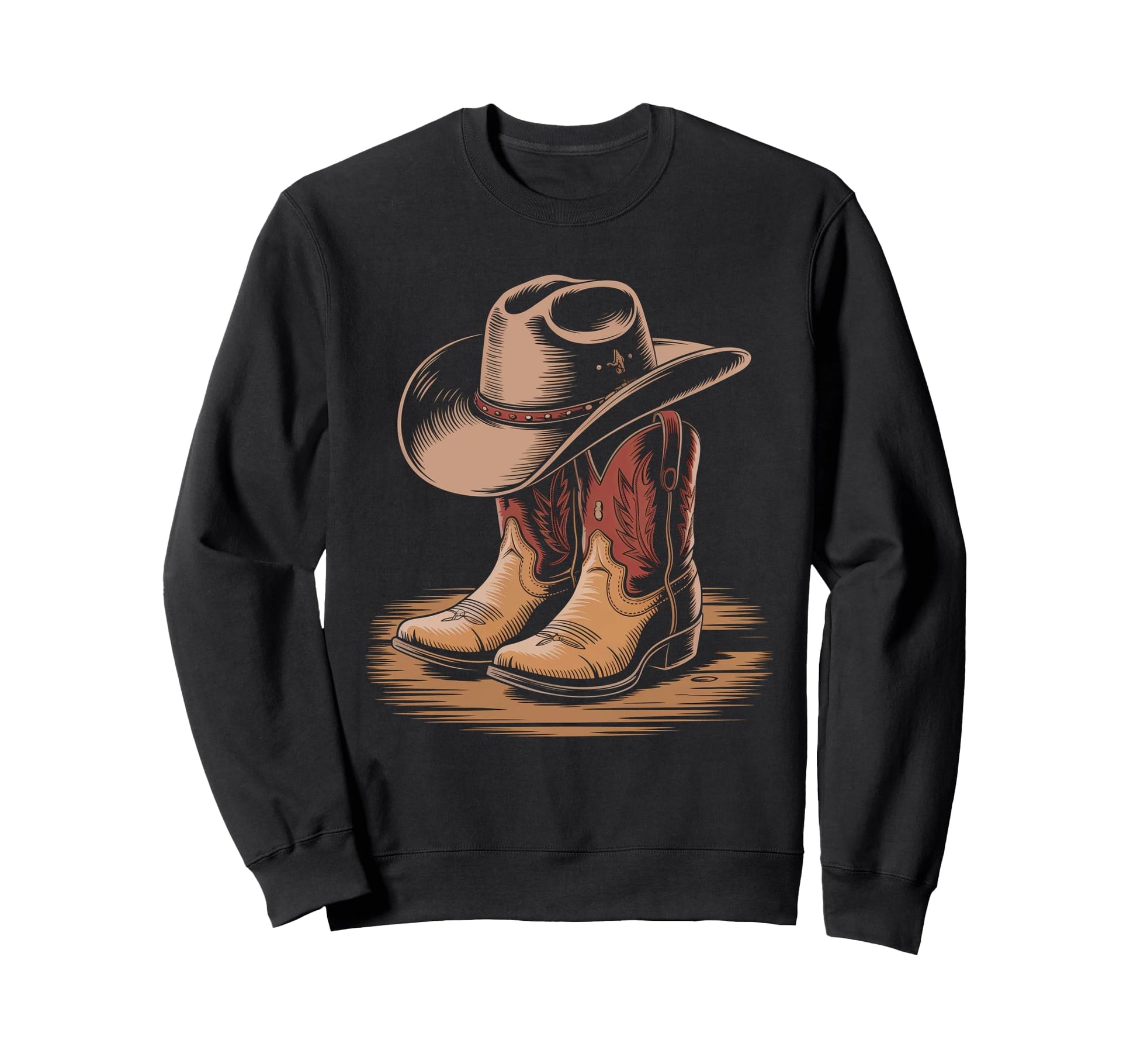 Cowboy Boots Western Country Sweatshirt - Minimalist Print for Adults - T-Shirt, Sweatshirt, Hoodie