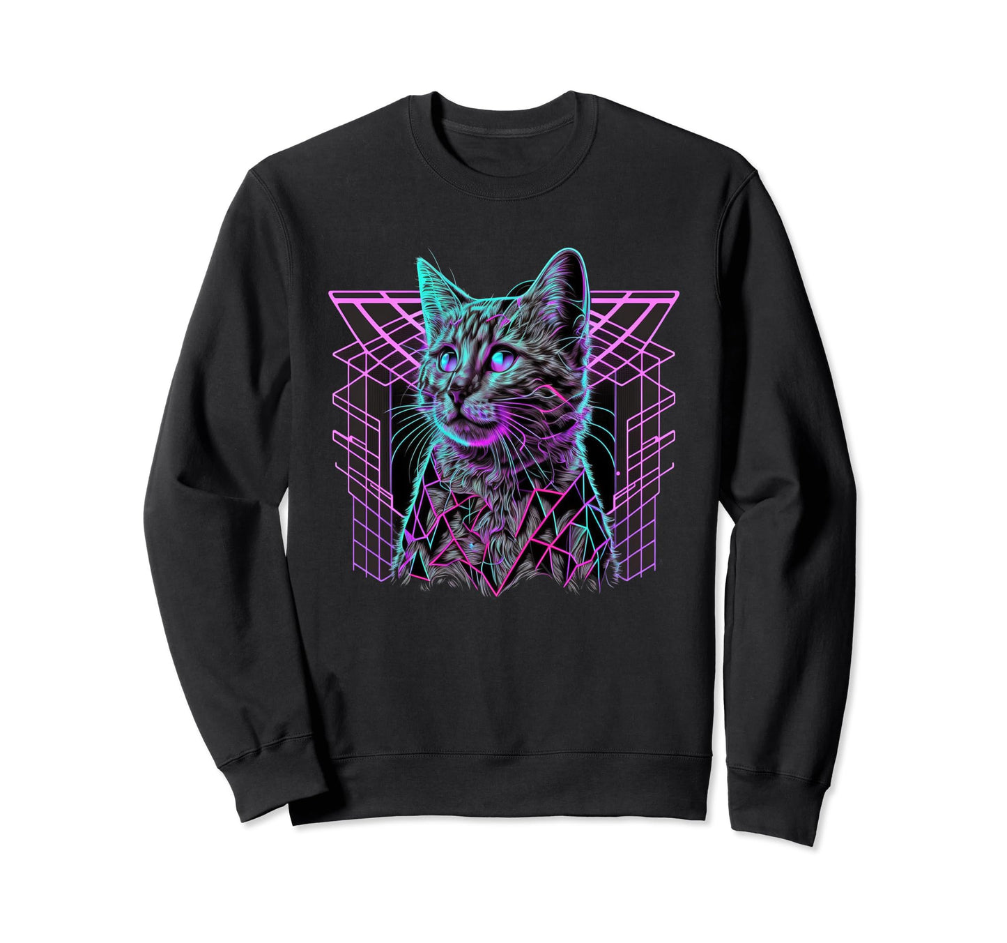 Vaporwave Aesthetic Cat Sweatshirt - Trendy Graphic Unisex - T-Shirt, Sweatshirt, Hoodie