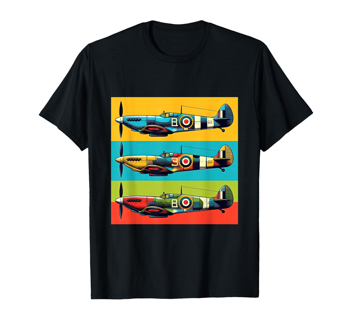 Ww2 Spitfire Raf Warplane Rainbow T-Shirt - Unique Graphic for Adults - T-Shirt, Sweatshirt, Hoodie