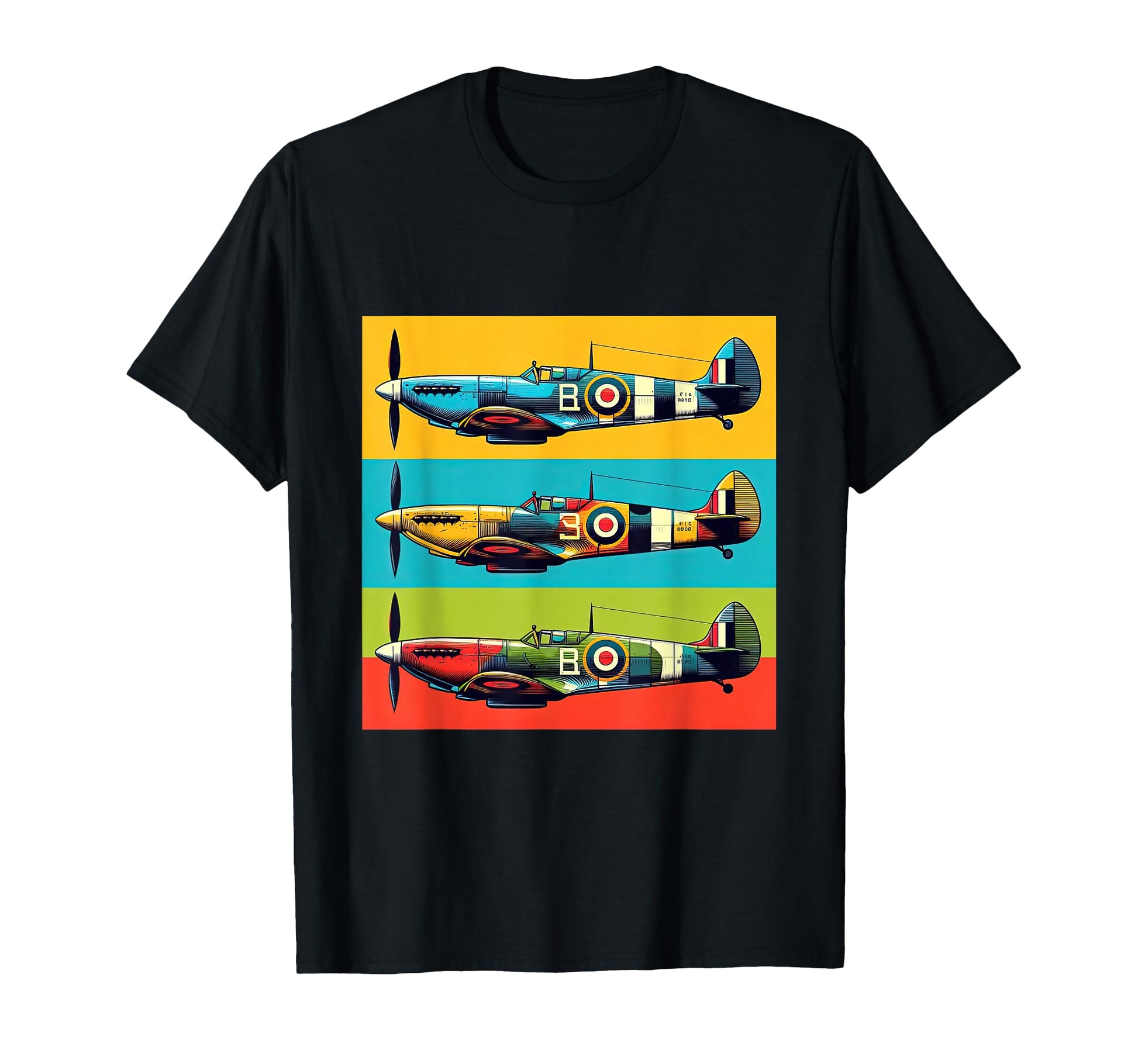 Ww2 Spitfire Raf Warplane Rainbow T-Shirt - Unique Graphic for Adults - T-Shirt, Sweatshirt, Hoodie