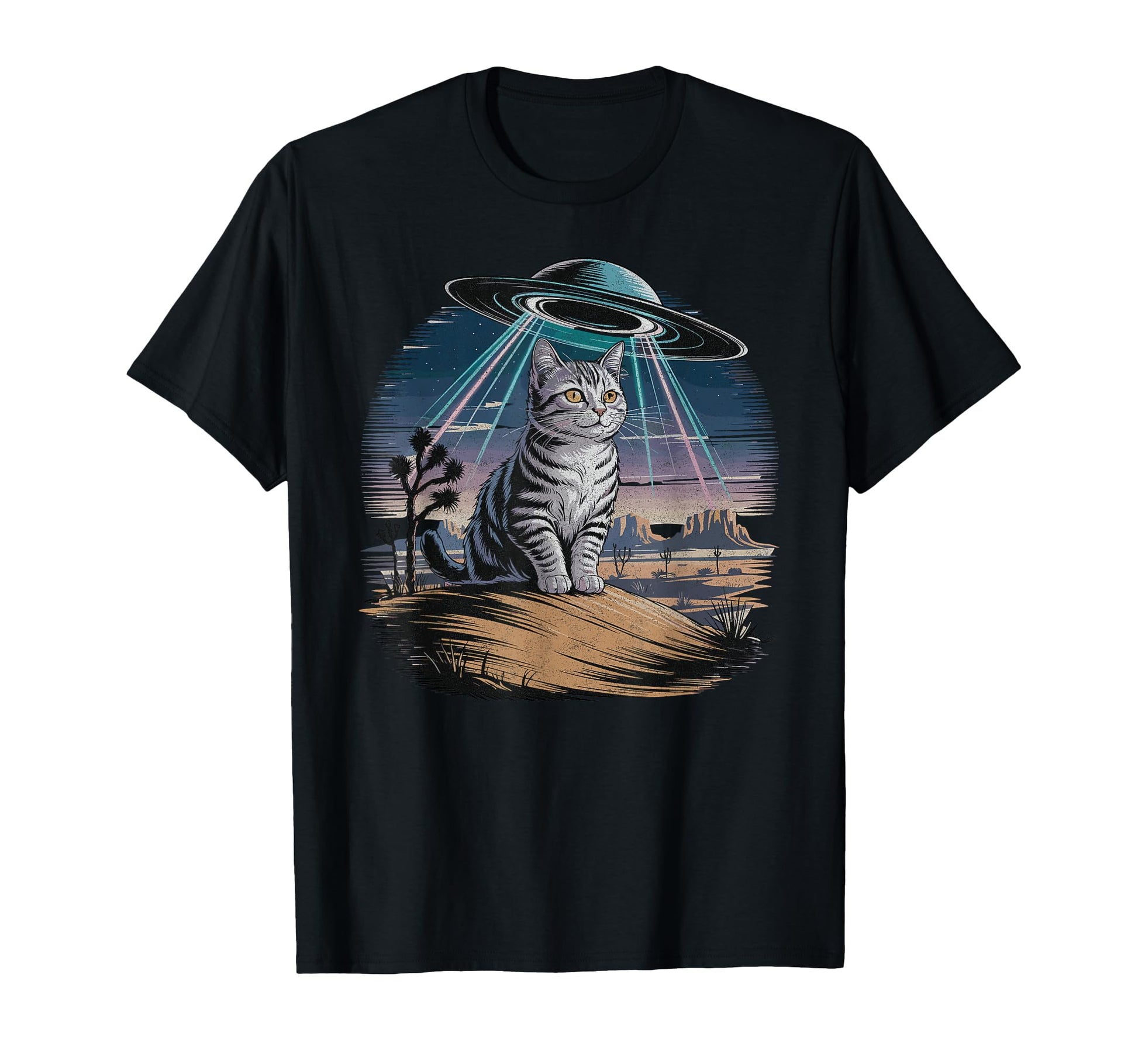 Funny Cat Western Ufo Cowboy Cat T-Shirt - Minimalist Print Men Women - T-Shirt, Sweatshirt, Hoodie