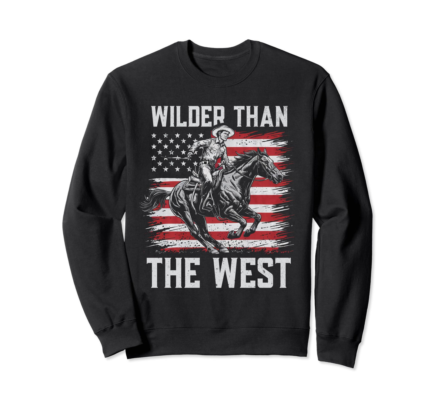 Wilder Than West Cowboy Horseback Sweatshirt - Minimalist Print for Adults - T-Shirt, Sweatshirt, Hoodie