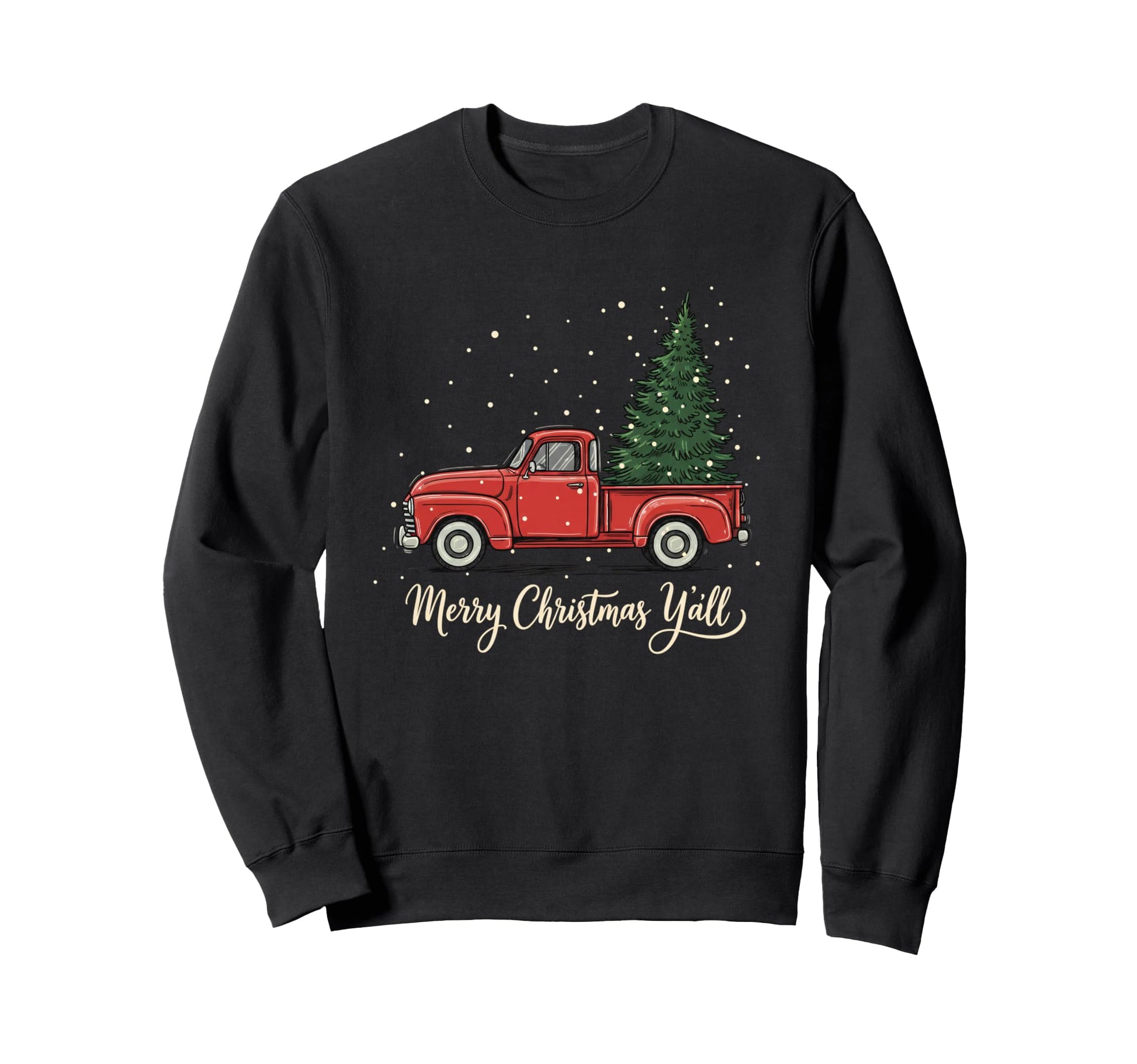 Cowboy Truck Cowboy Merry Yall Sweatshirt - Unique Graphic for Adults - T-Shirt, Sweatshirt, Hoodie