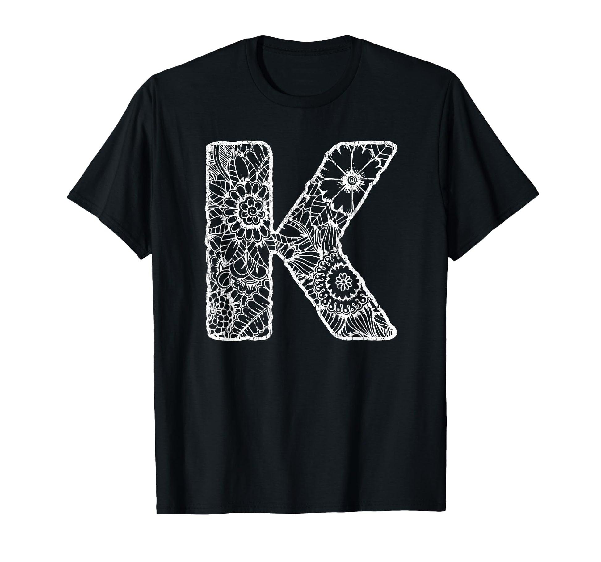 Capital Letter K Floral Chic Boho Abstract T-Shirt - Trendy Graphic Unisex - T-Shirt, Sweatshirt, Hoodie