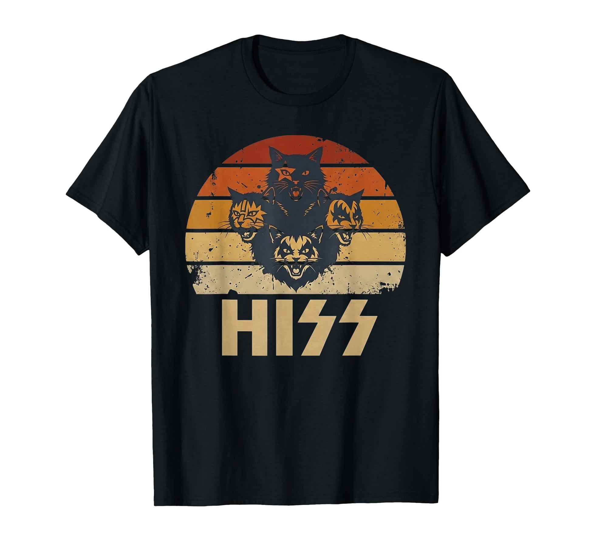 Hiss Cats Kittens Rock Rockin Pun Fun T-Shirt - Graphic Print Men Women - T-Shirt, Sweatshirt, Hoodie