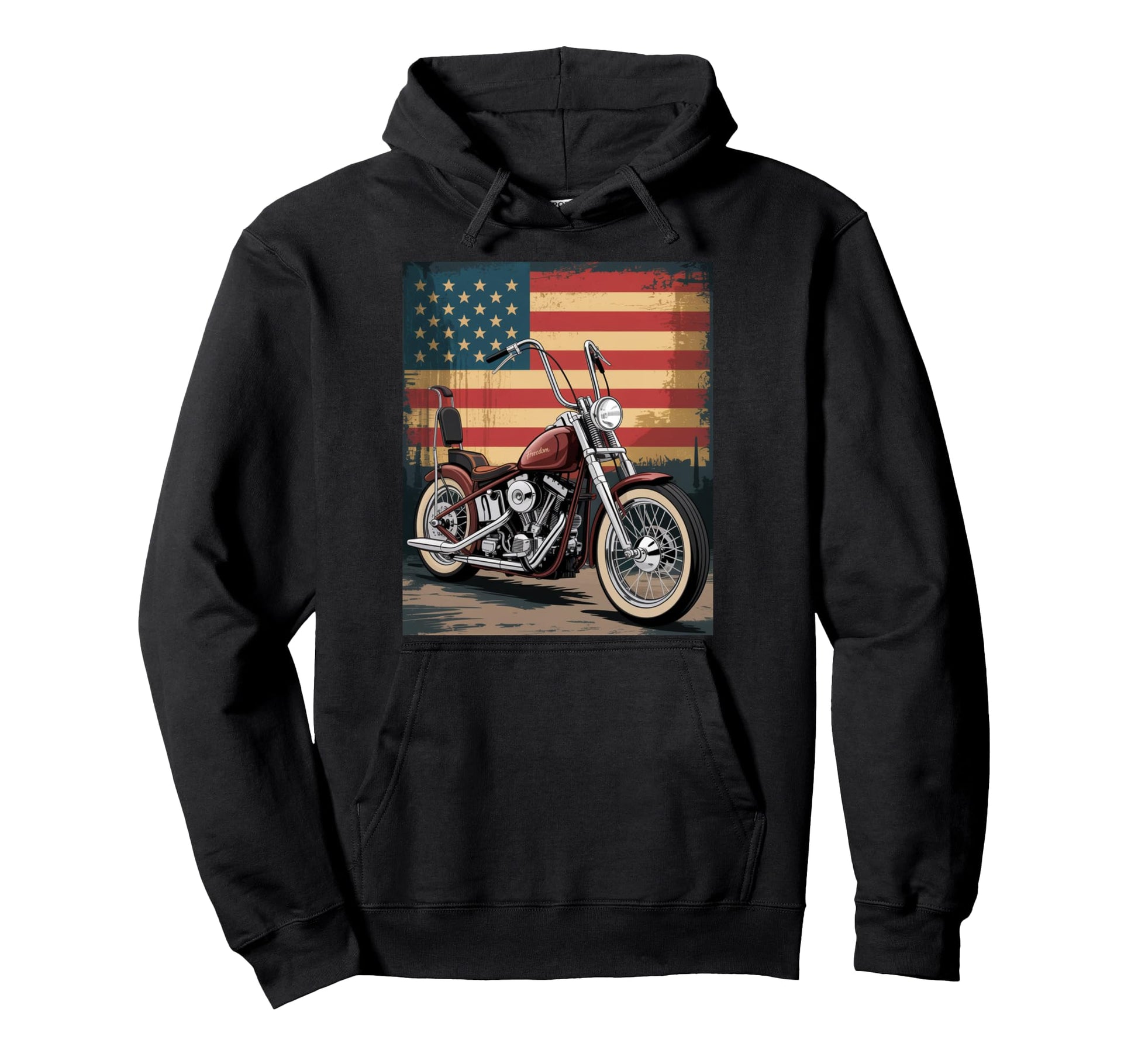 Chopper Motorcycle American Freedom Vibe Hoodie - Graphic Print Men Women - T-Shirt, Sweatshirt, Hoodie
