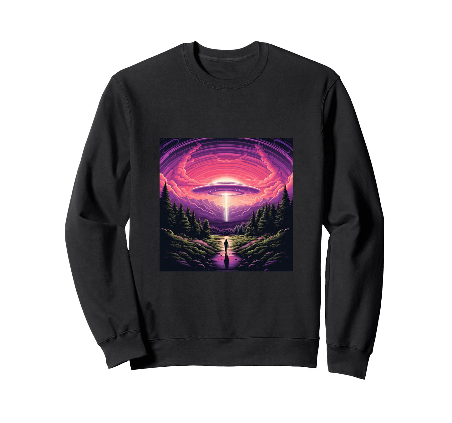 Alien Abduction Alien Vaporwave Ufo Sweatshirt - Custom Art Print Men Women - T-Shirt, Sweatshirt, Hoodie