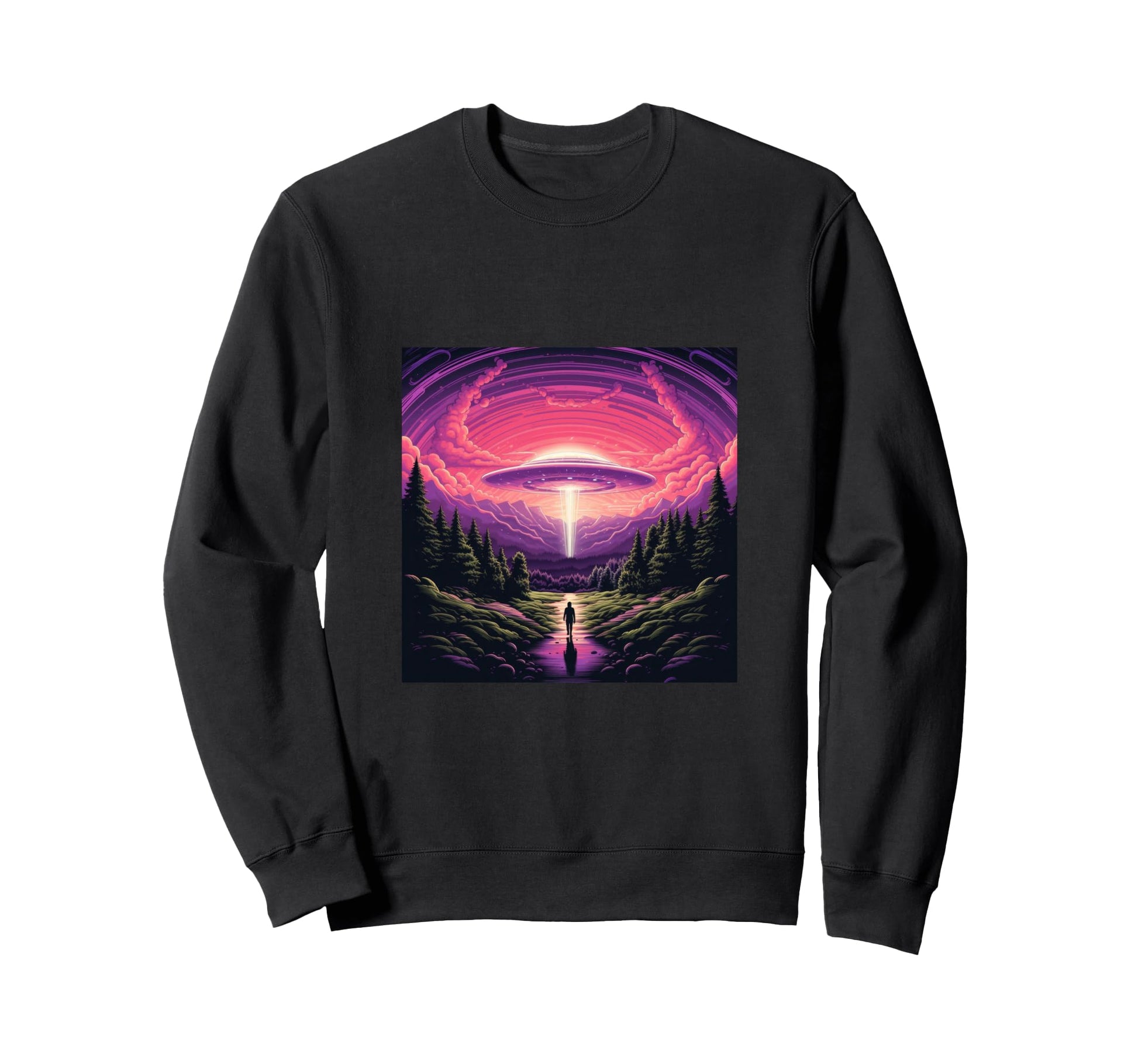 Alien Abduction Alien Vaporwave Ufo Sweatshirt - Custom Art Print Men Women - T-Shirt, Sweatshirt, Hoodie