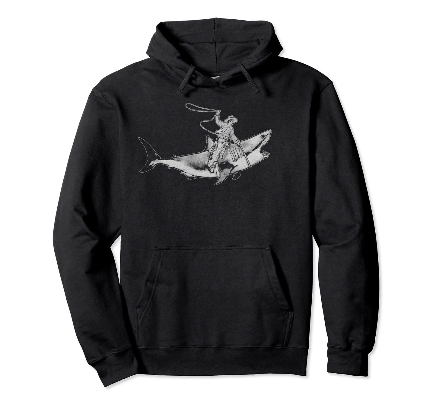 Shark Lover Rodeo Cowboy Riding Great Hoodie - Streetwear Style for Adults - T-Shirt, Sweatshirt, Hoodie