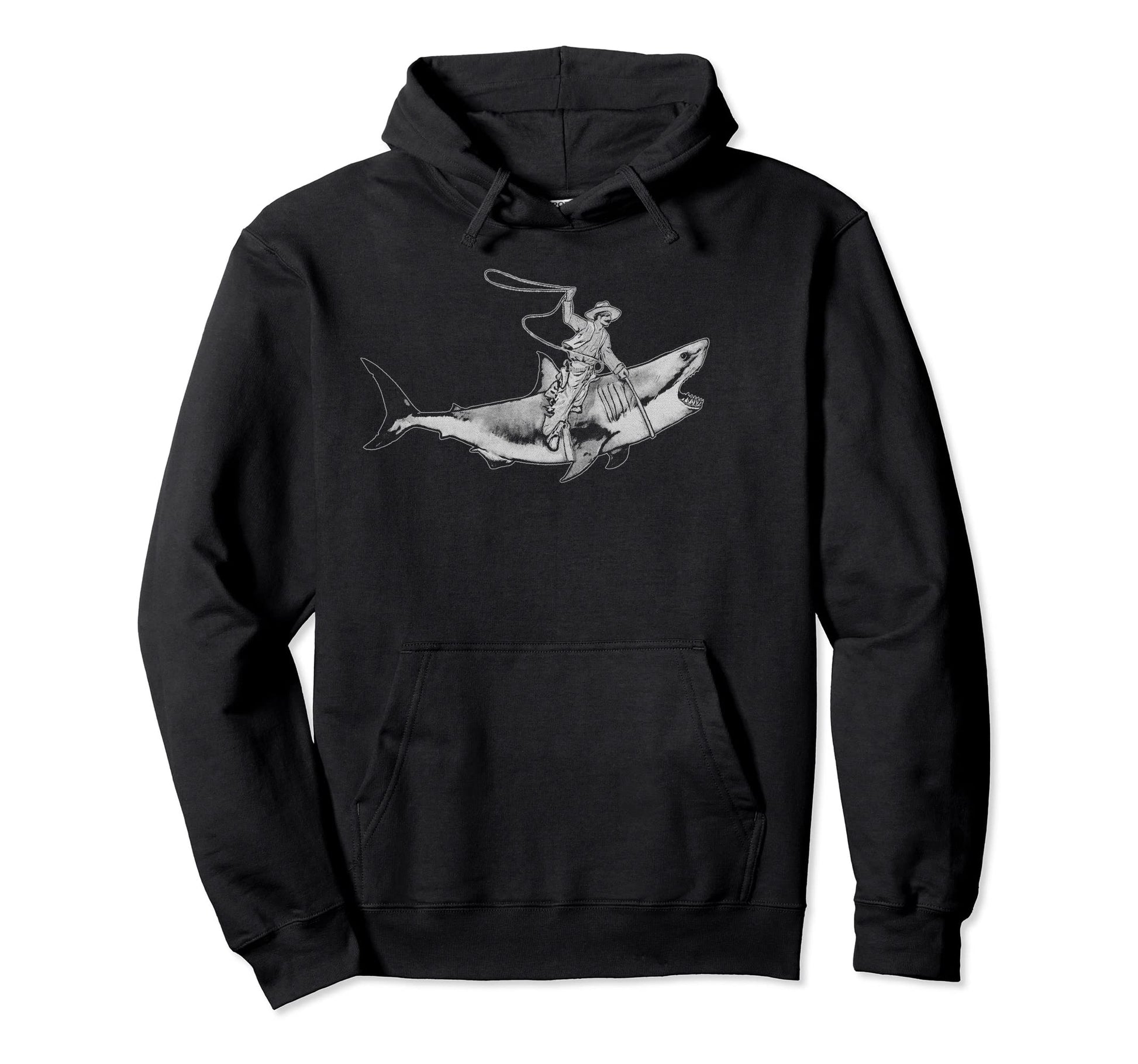 Shark Lover Rodeo Cowboy Riding Great Hoodie - Streetwear Style for Adults - T-Shirt, Sweatshirt, Hoodie