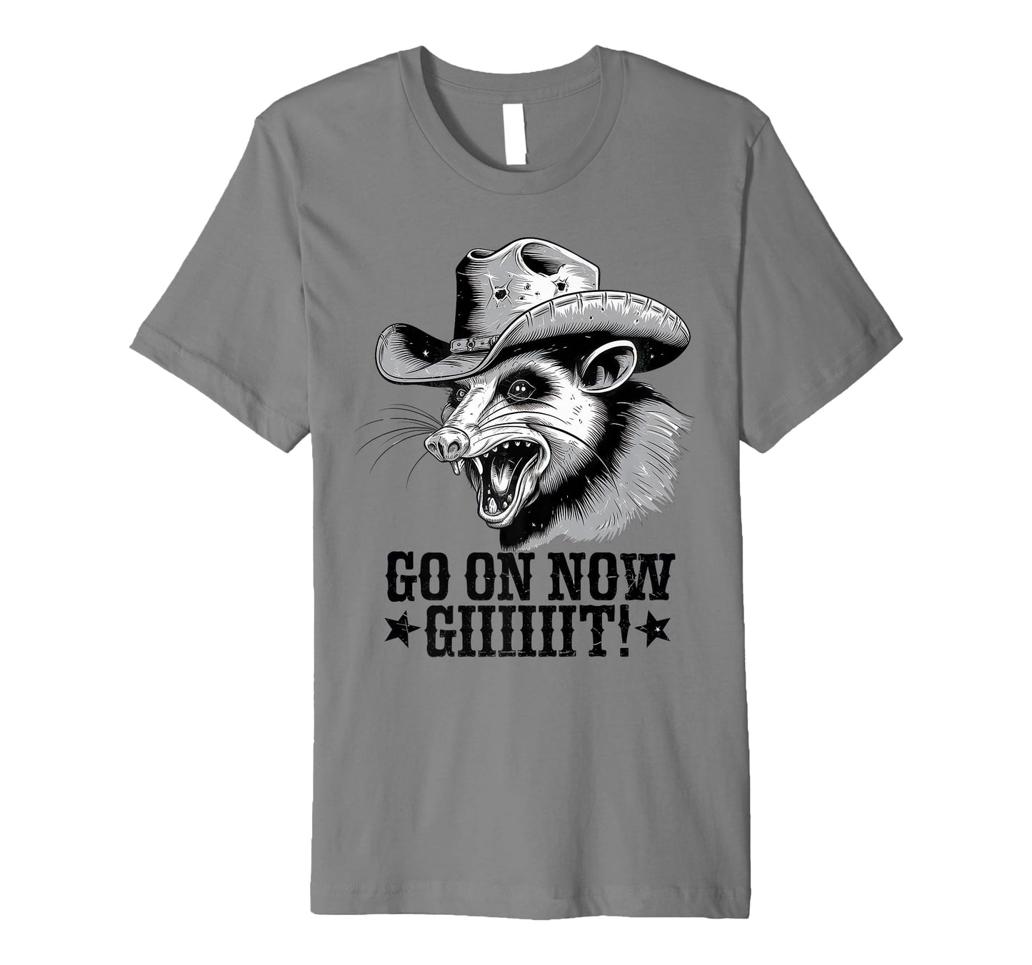 Go Now Git Cowboy Opossum Country T-Shirt - Graphic Print for Adults - T-Shirt, Sweatshirt, Hoodie